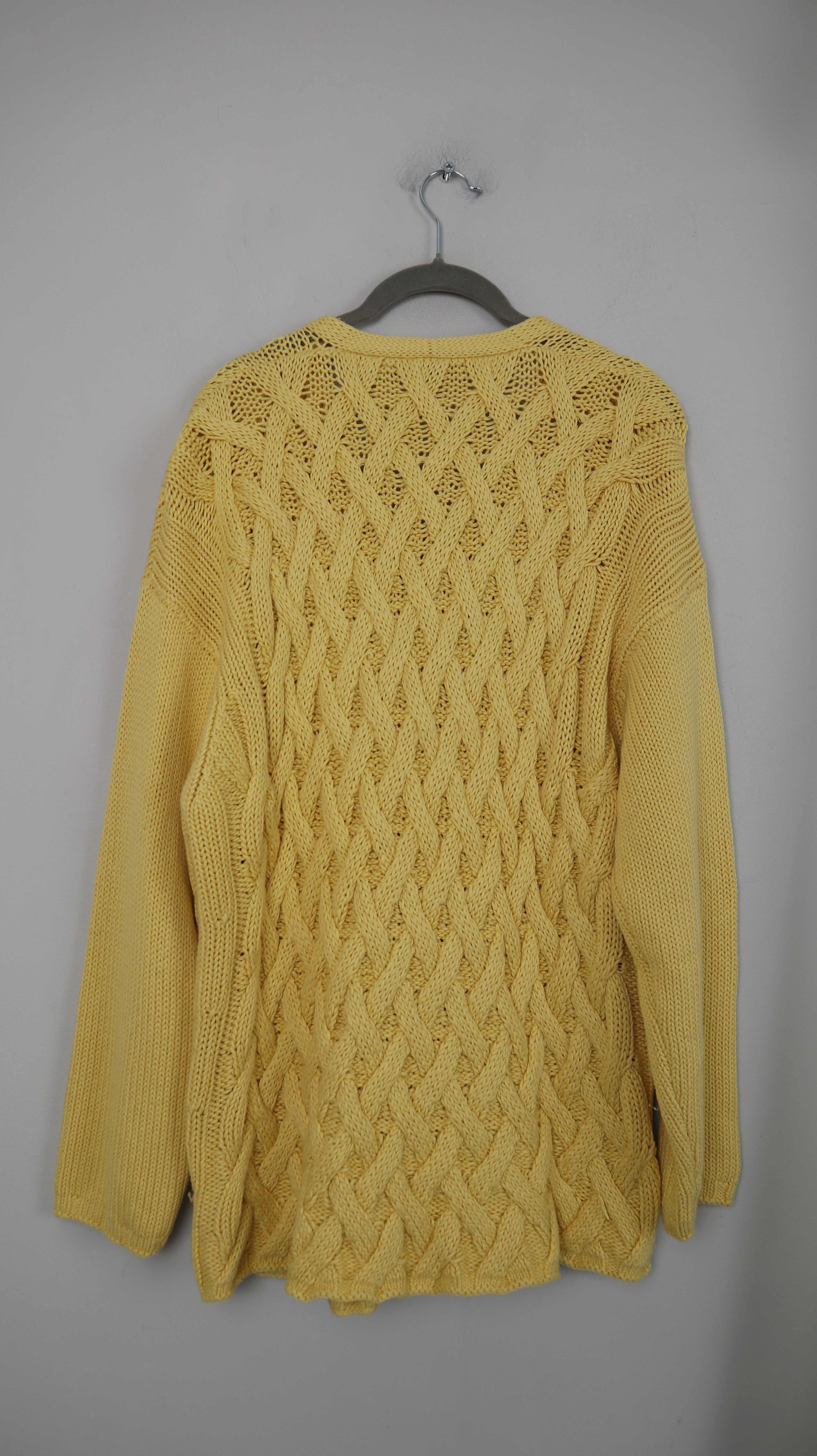 Iris von Arnim Strickjacke Gelb Cardigan Zopfmuster geflochten Knopfjacke