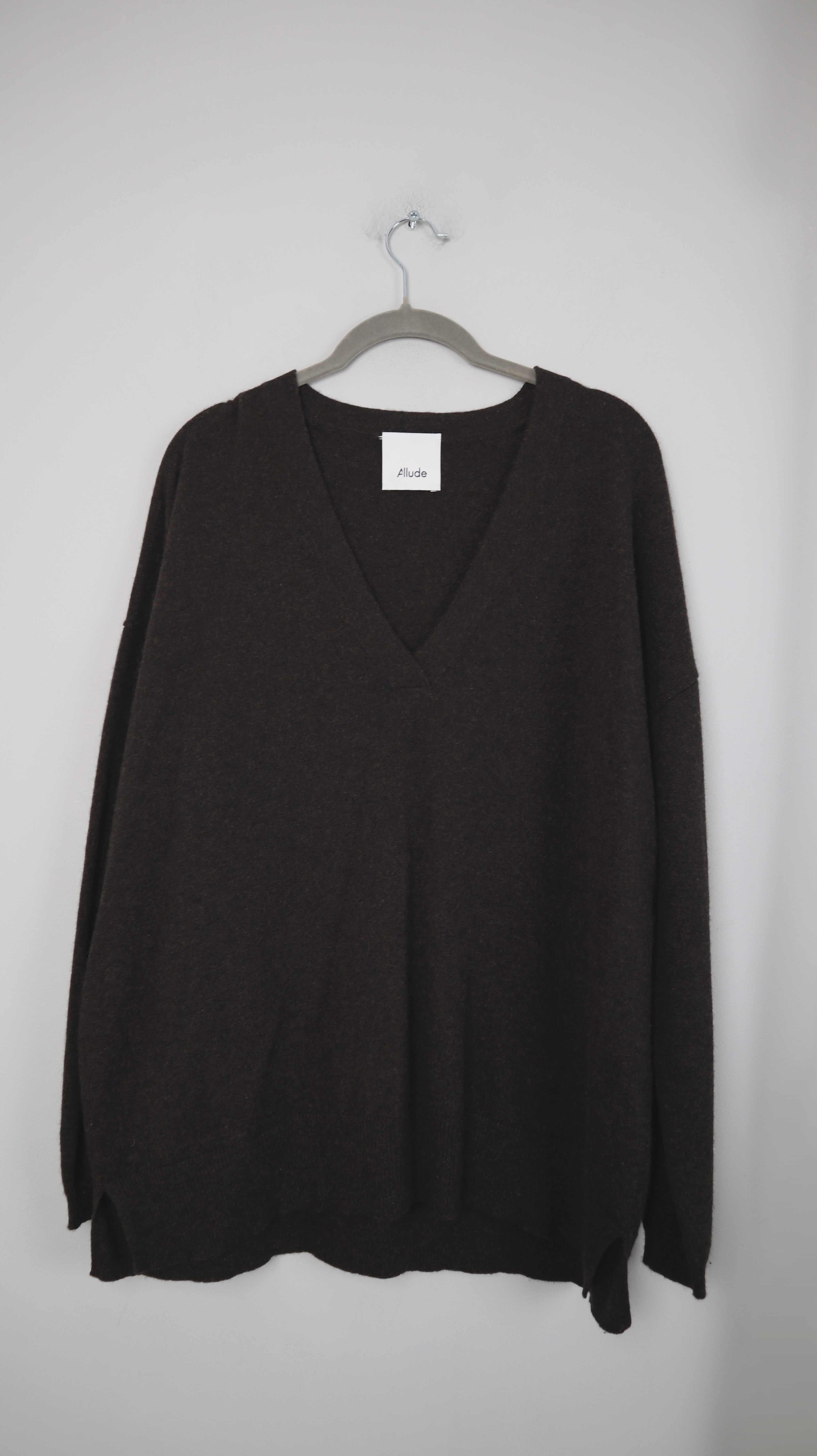 Allude Pullover Braun Cashmerepullover V-Ausschnitt 40 L