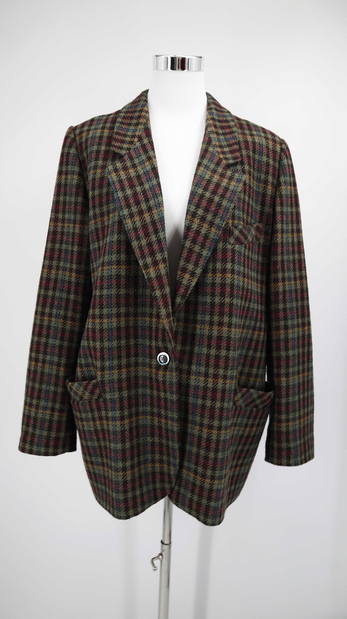 True Vintage Blazer grün Wolle 38 M kariert Wollblazer Bordeaux