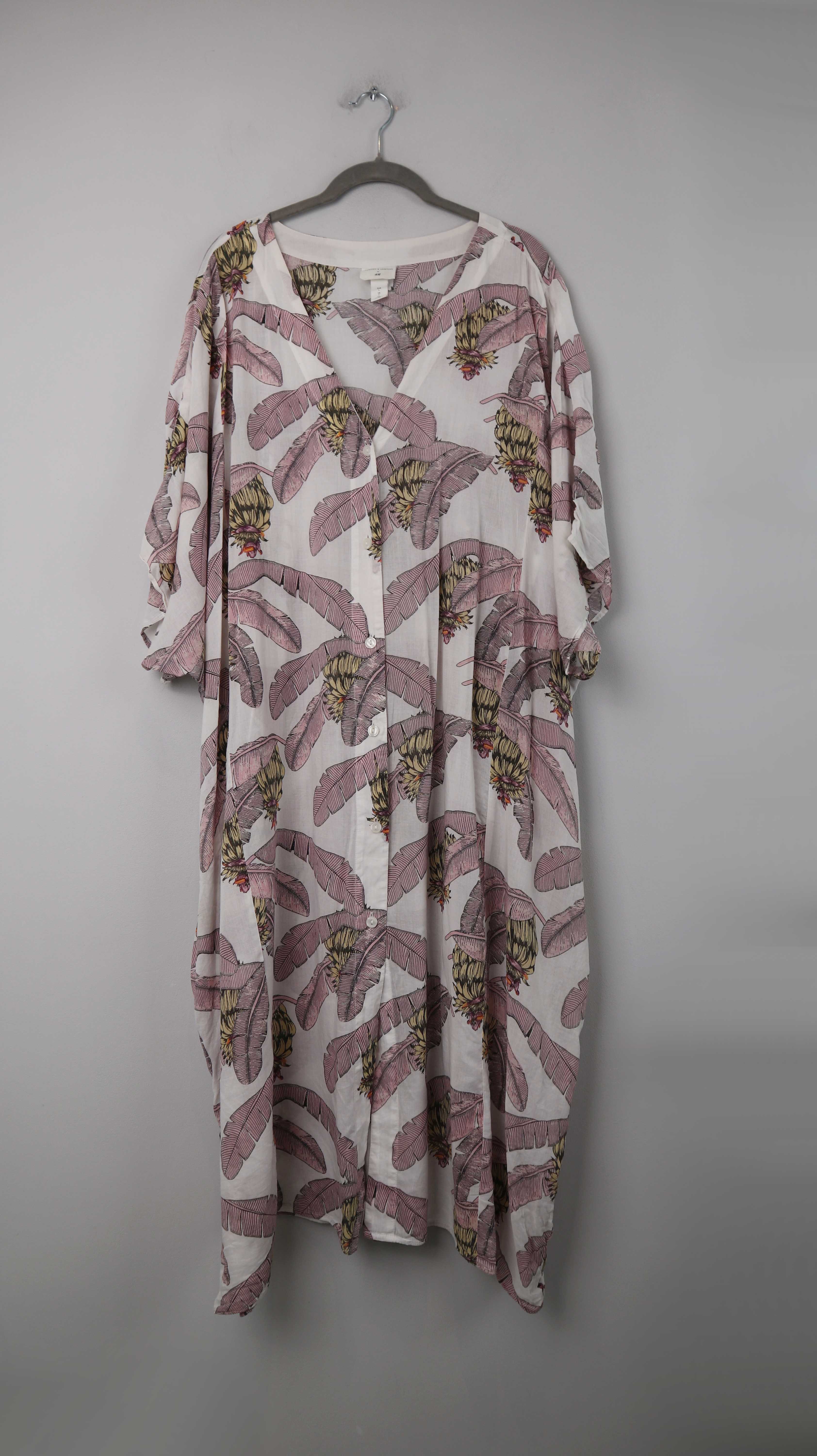 H&M Kleid Maxikleid Sommerkleid 40 L Desmond & Dempsey weiß Rosa