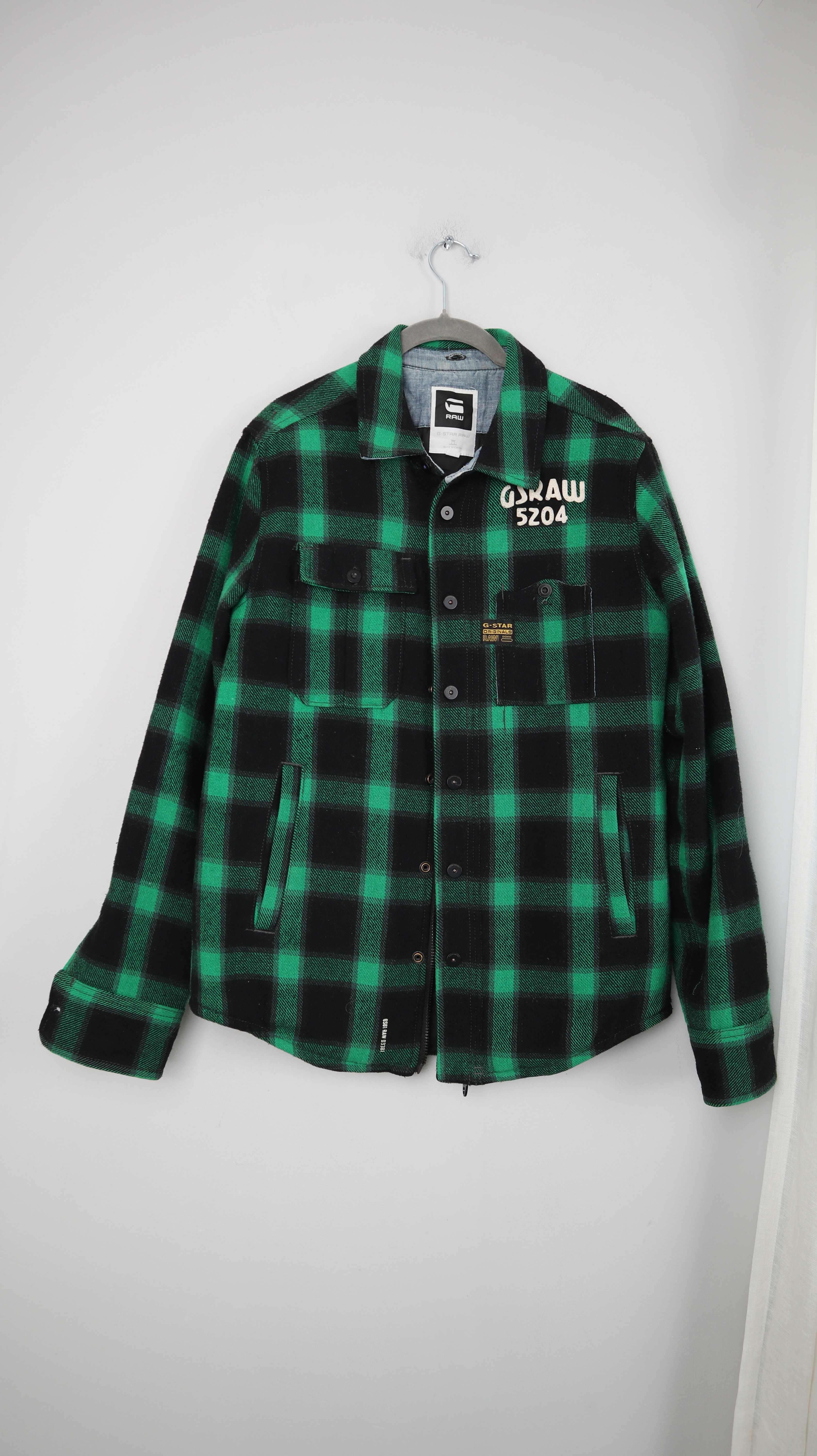 G-Star Jacke grün kariert Hemdjacke 38 M schwarz Holzfällerhemd
