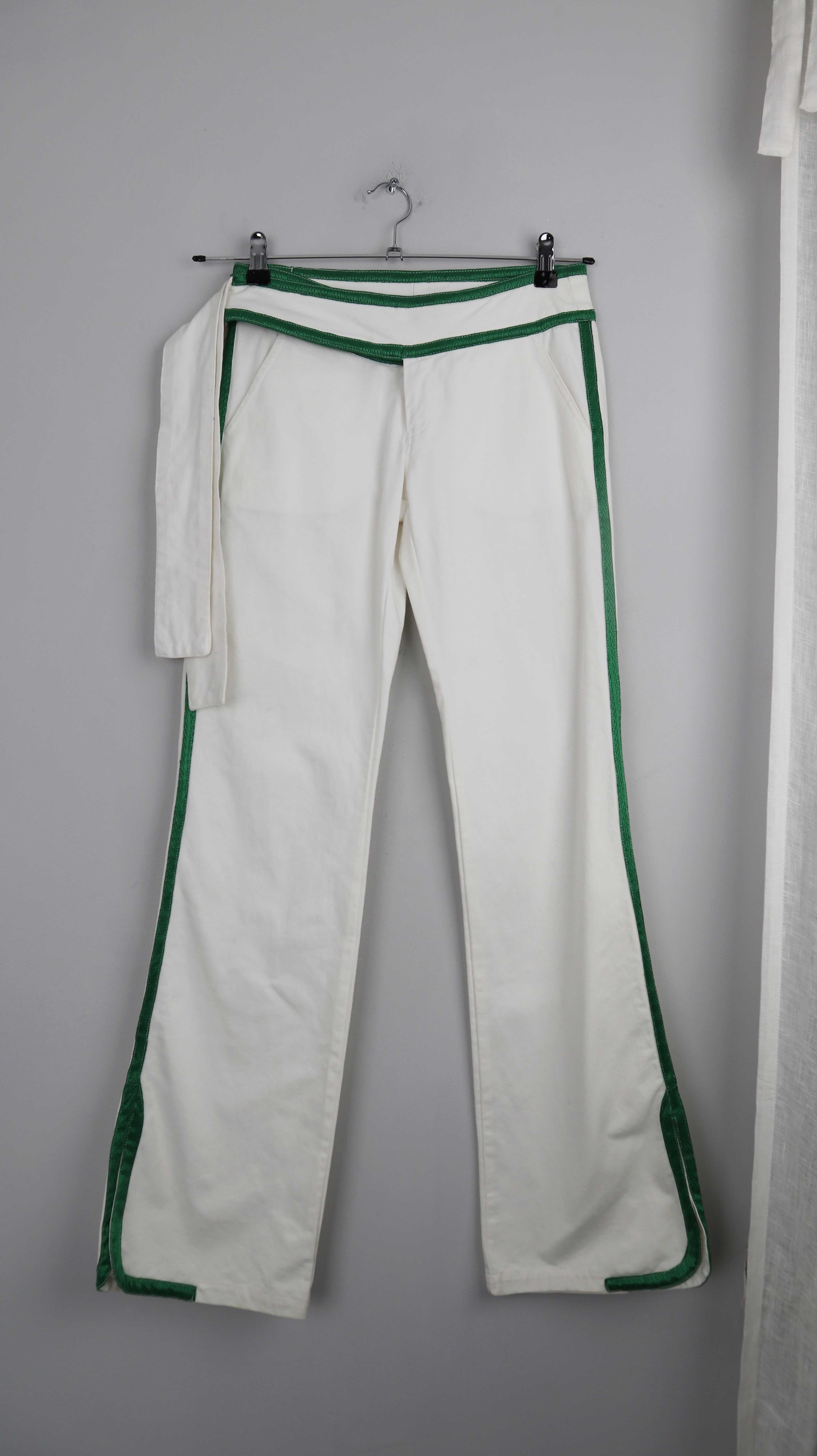 True Vintage Hose weiß 36 S Schlaghose Retro Stoffhose Gürtel