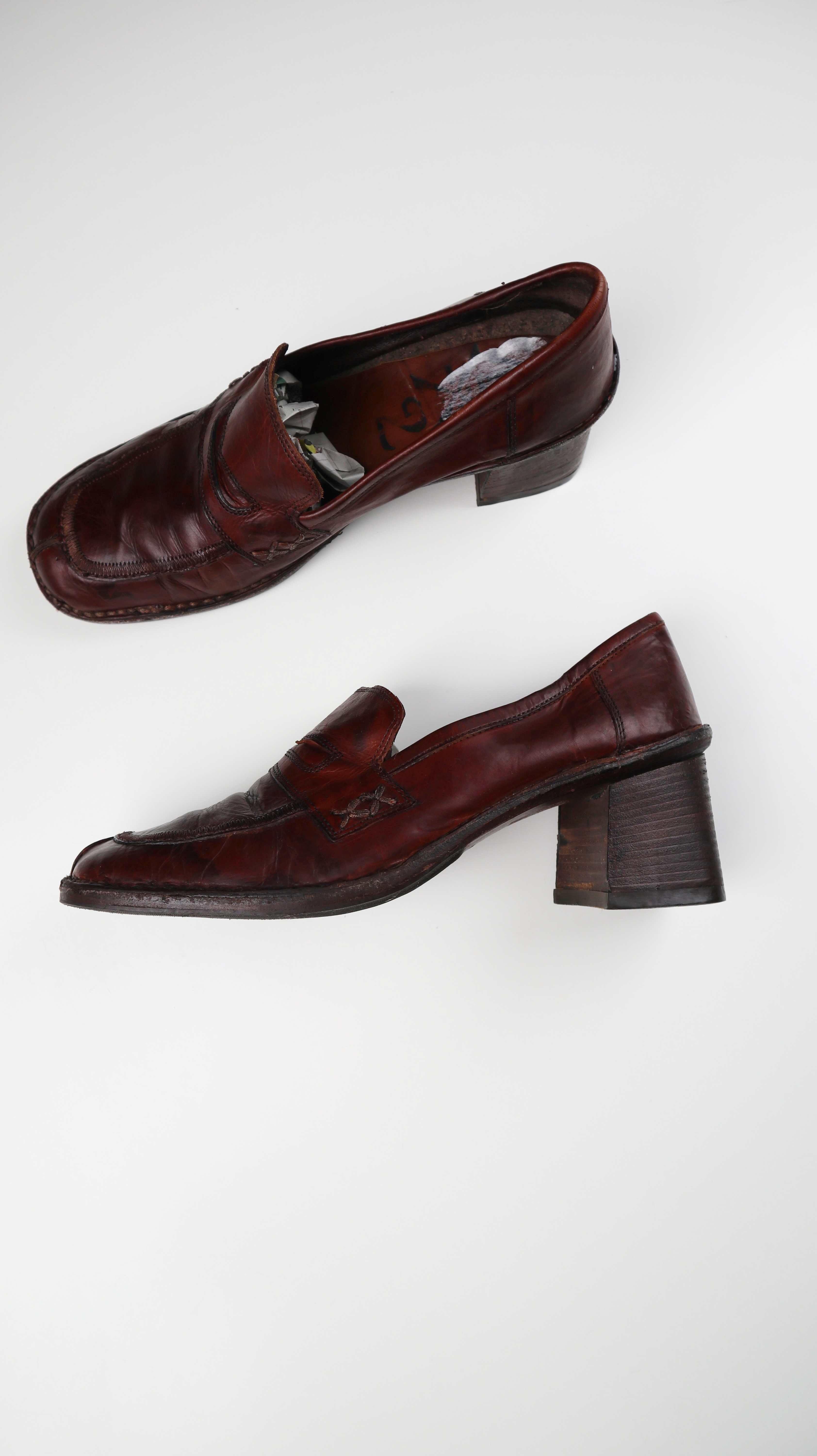 Mokassins 39 Braun Leder Slipper Boots true Vintage