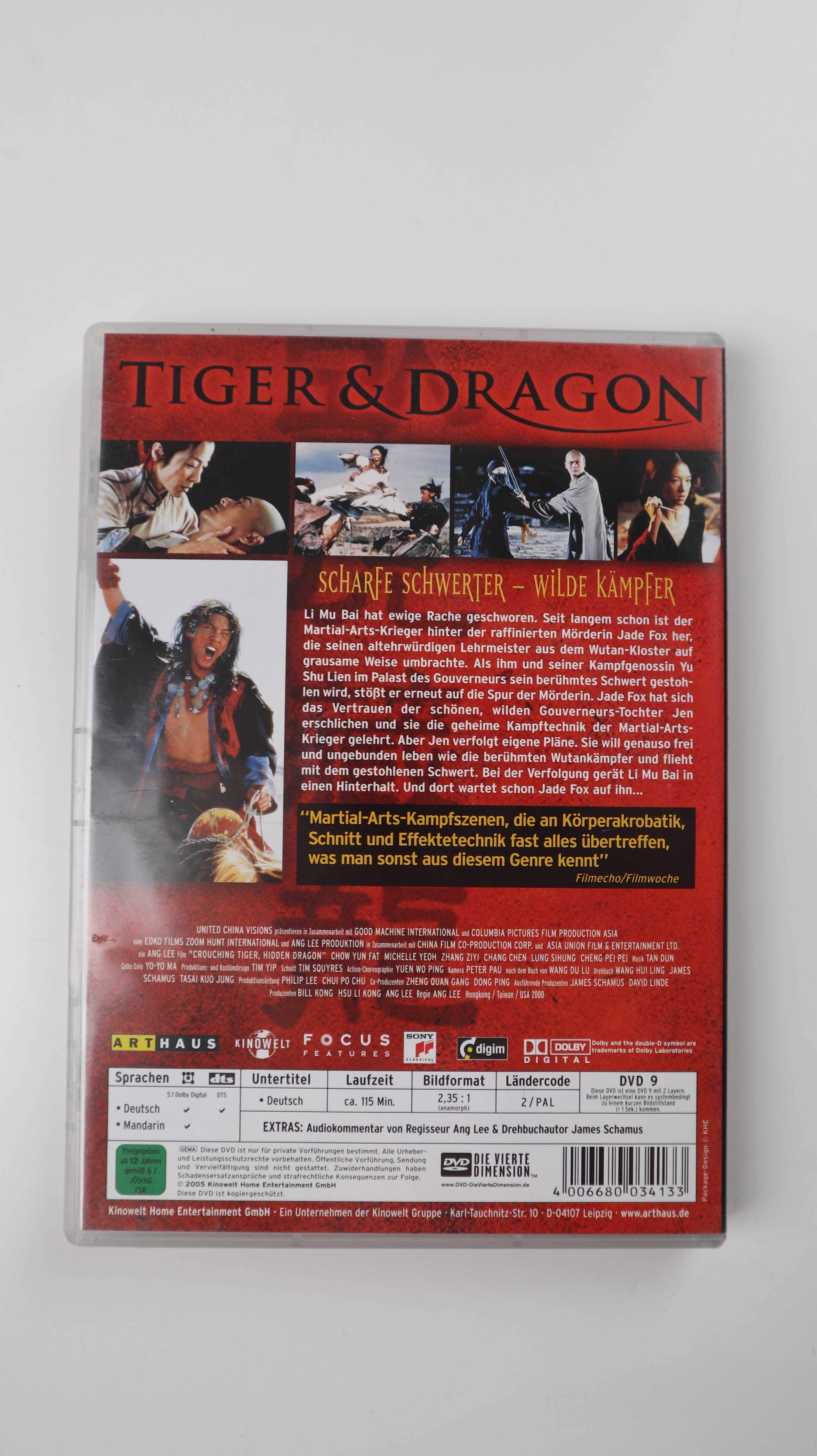 Tiger & Dragon Film Dvd Ang Lee Chow Yun Fat Michelle Yeoh