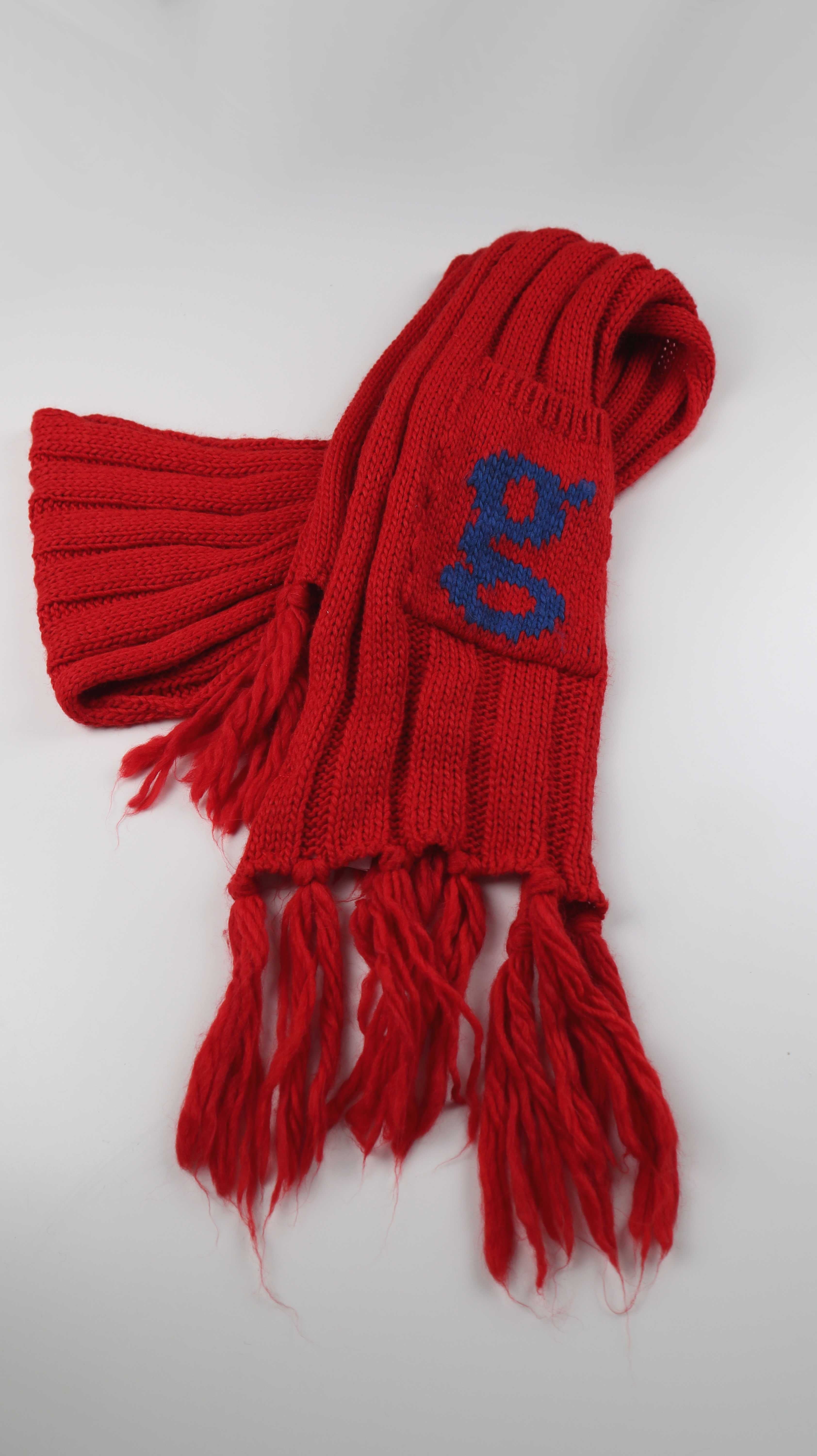 (the Mercer) N.Y. Schal rot Strickschal lang Wollschal Fransen