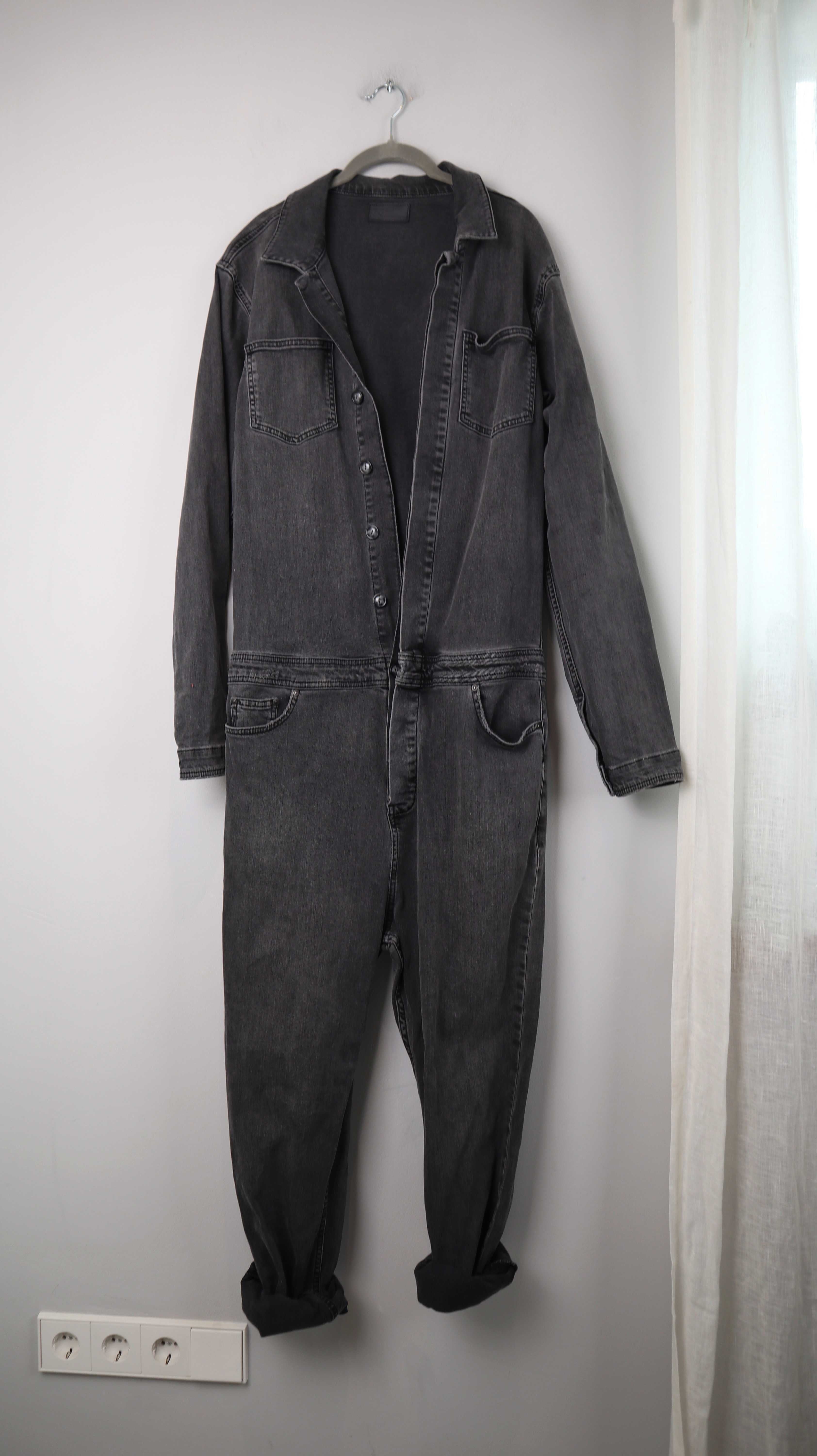 Asos Overall Grau Jeans Denim M washed Einteiler Ganzkörperanzug
