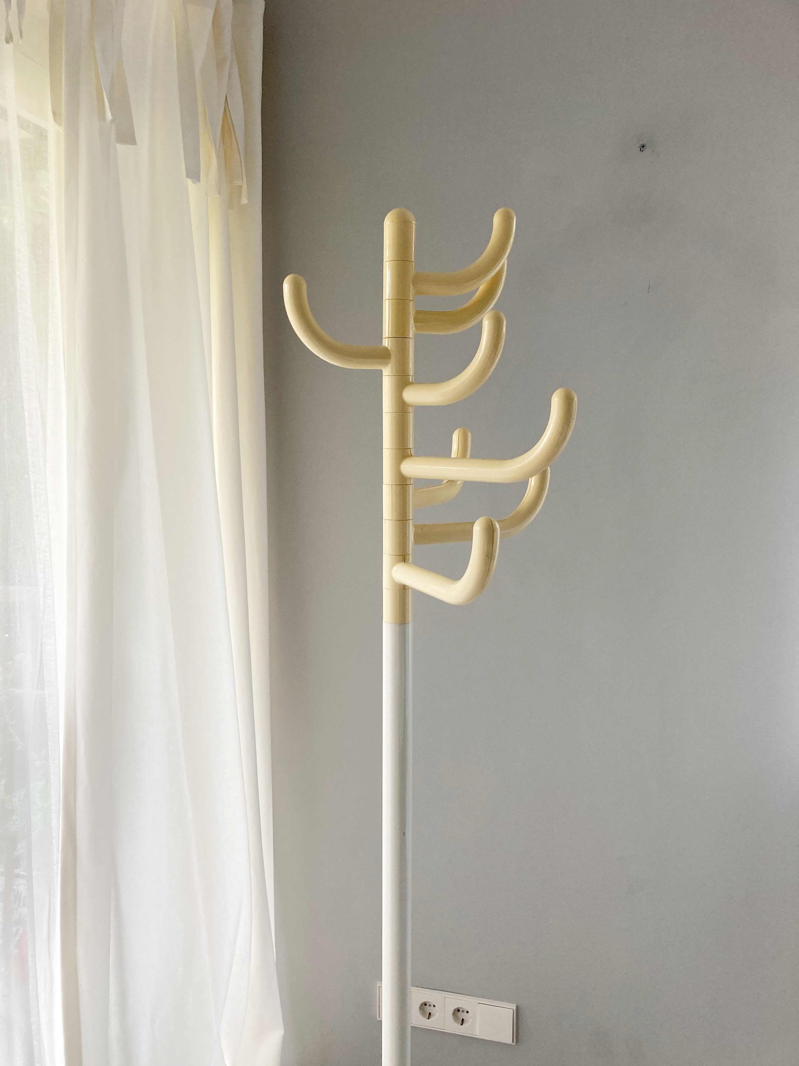 Space Age Garderobe Garderobenständer Jackehalter Creme Kleiderständer Weiß