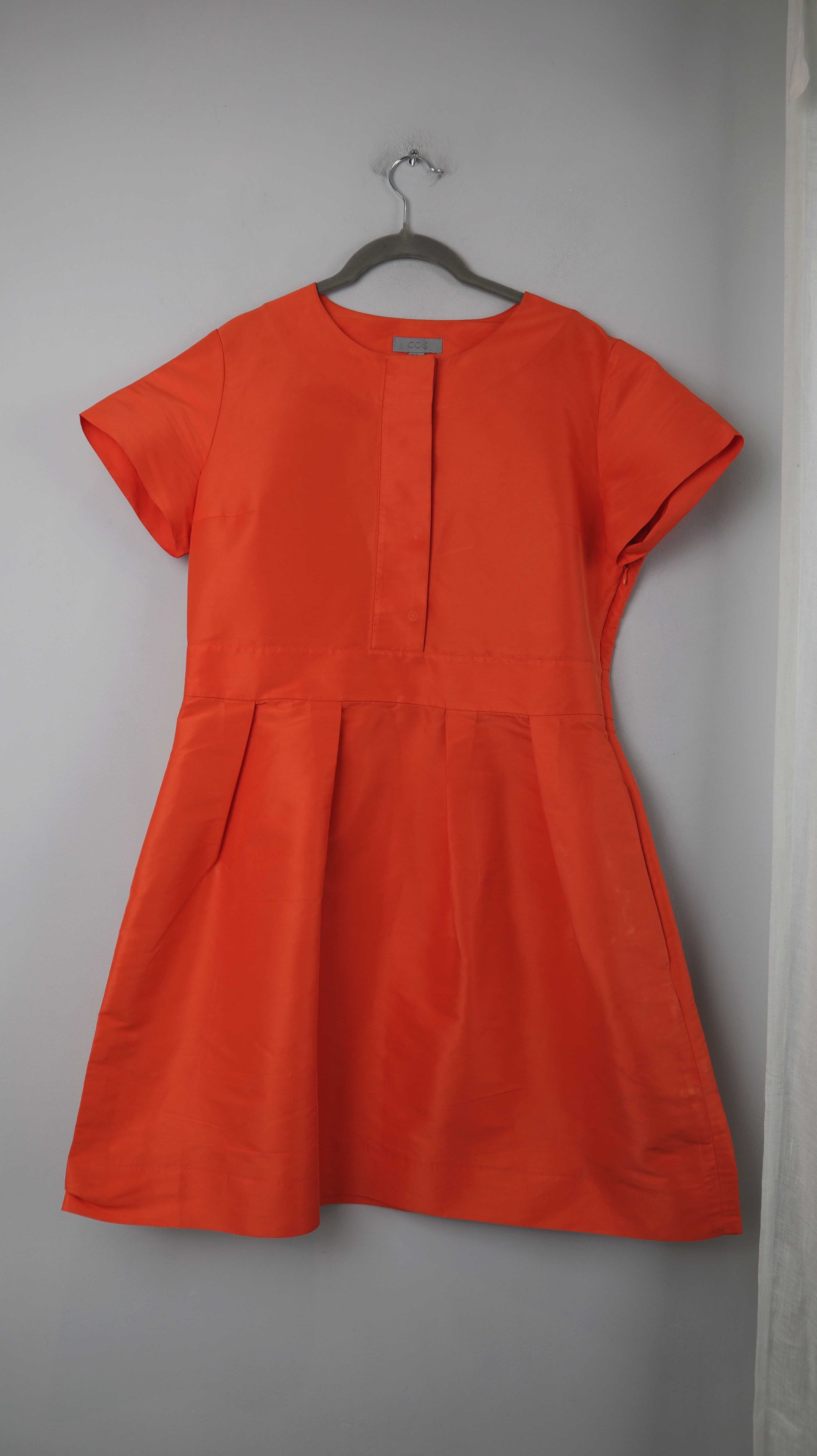 COS Kleid 40 L Orange Midi Midikleid Sommerkleid basic einfarbig