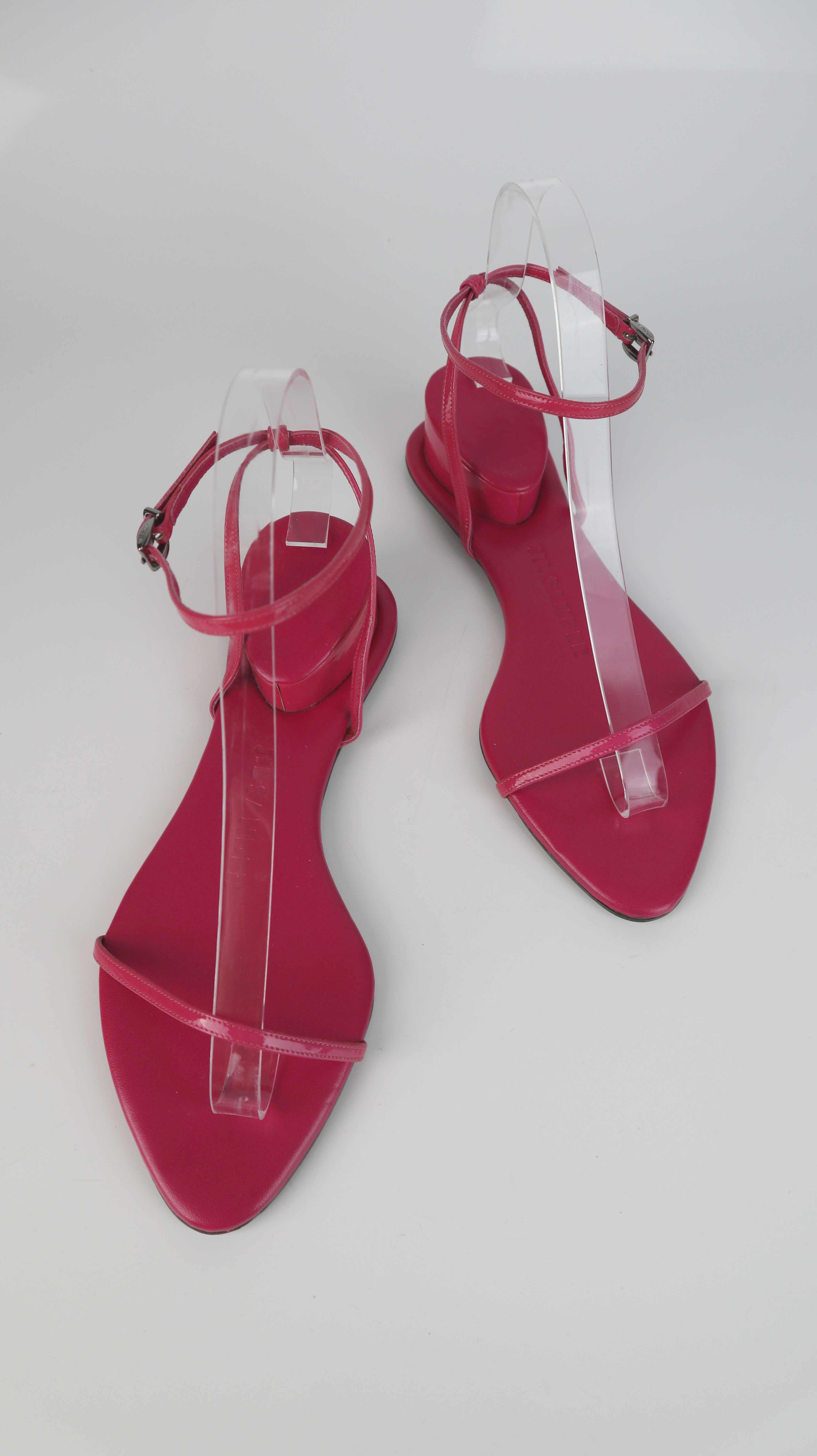 Jil Sander Sandalen Pink Rosa 37 Ledersandalen Kitten Heels Absatzschuhe