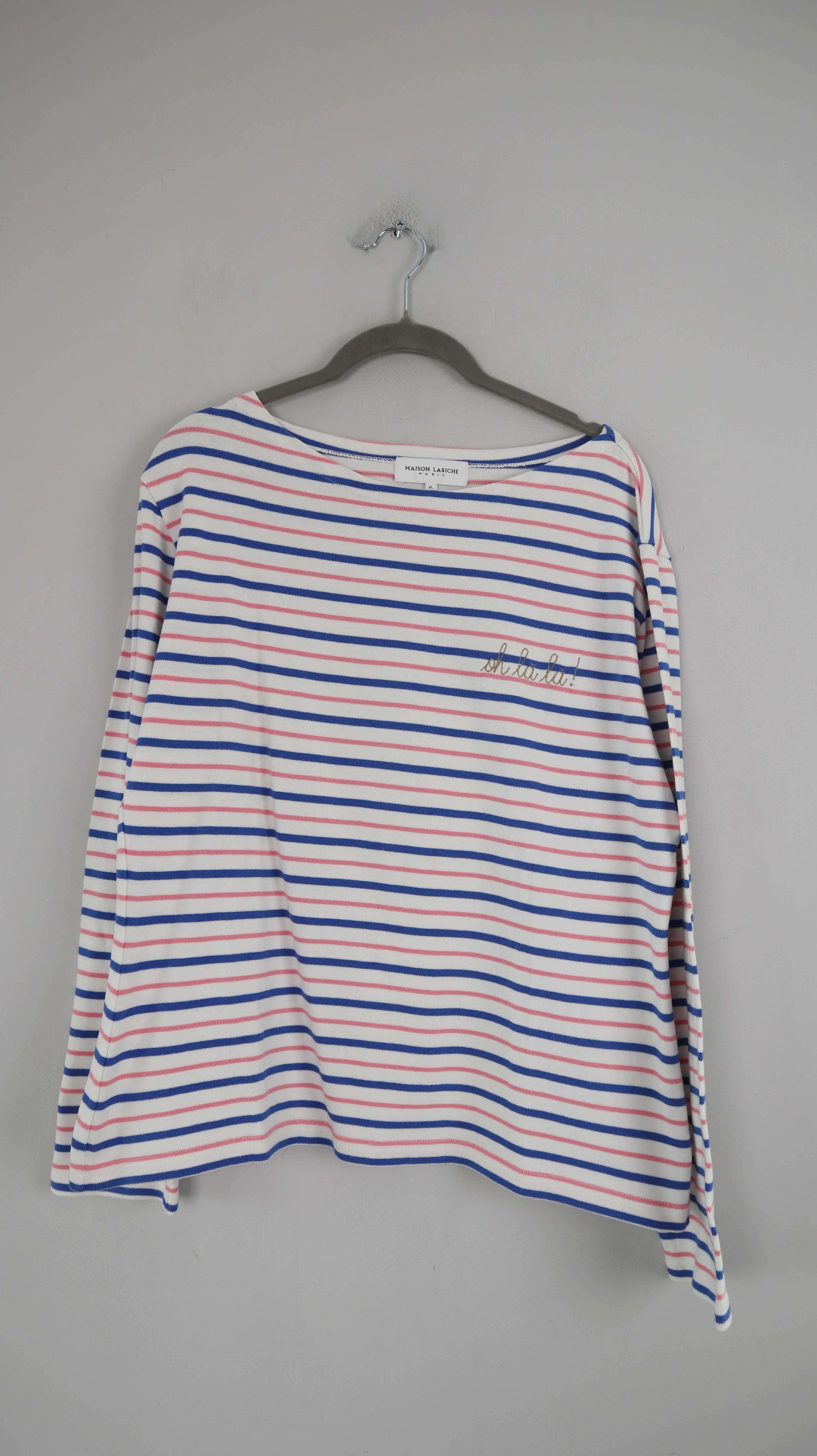 Maison Labiche Paris Shirt Longsleeve blau weiß rot gestreift XL Oberteil