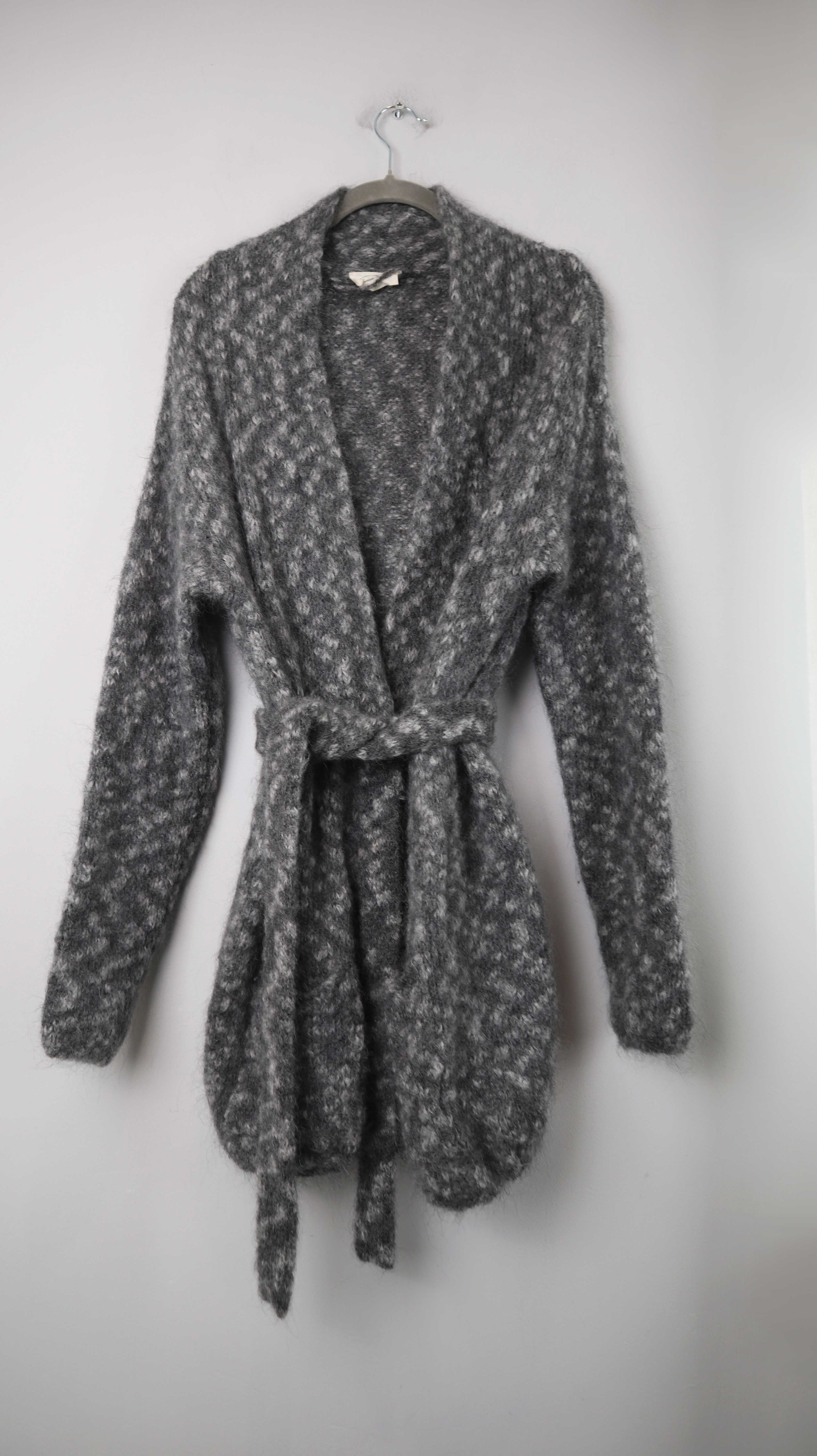 American Vintage Strickjacke Grau Wolle Cardigan XS S Merino Merinowolle