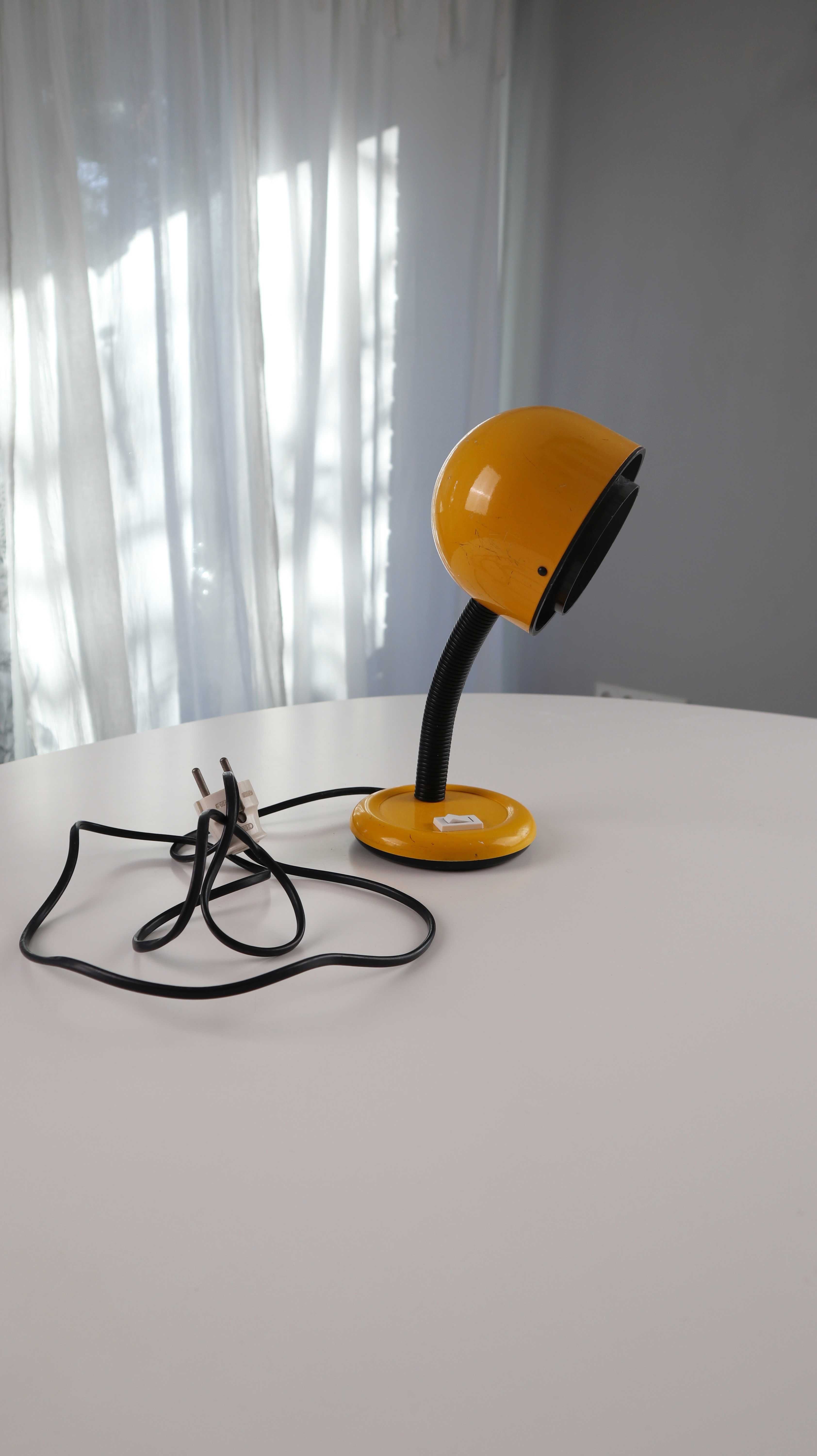 Retro Lampe Tischlampe Gelb Leuchte Tischlampe rund 70er Orange Schwarz