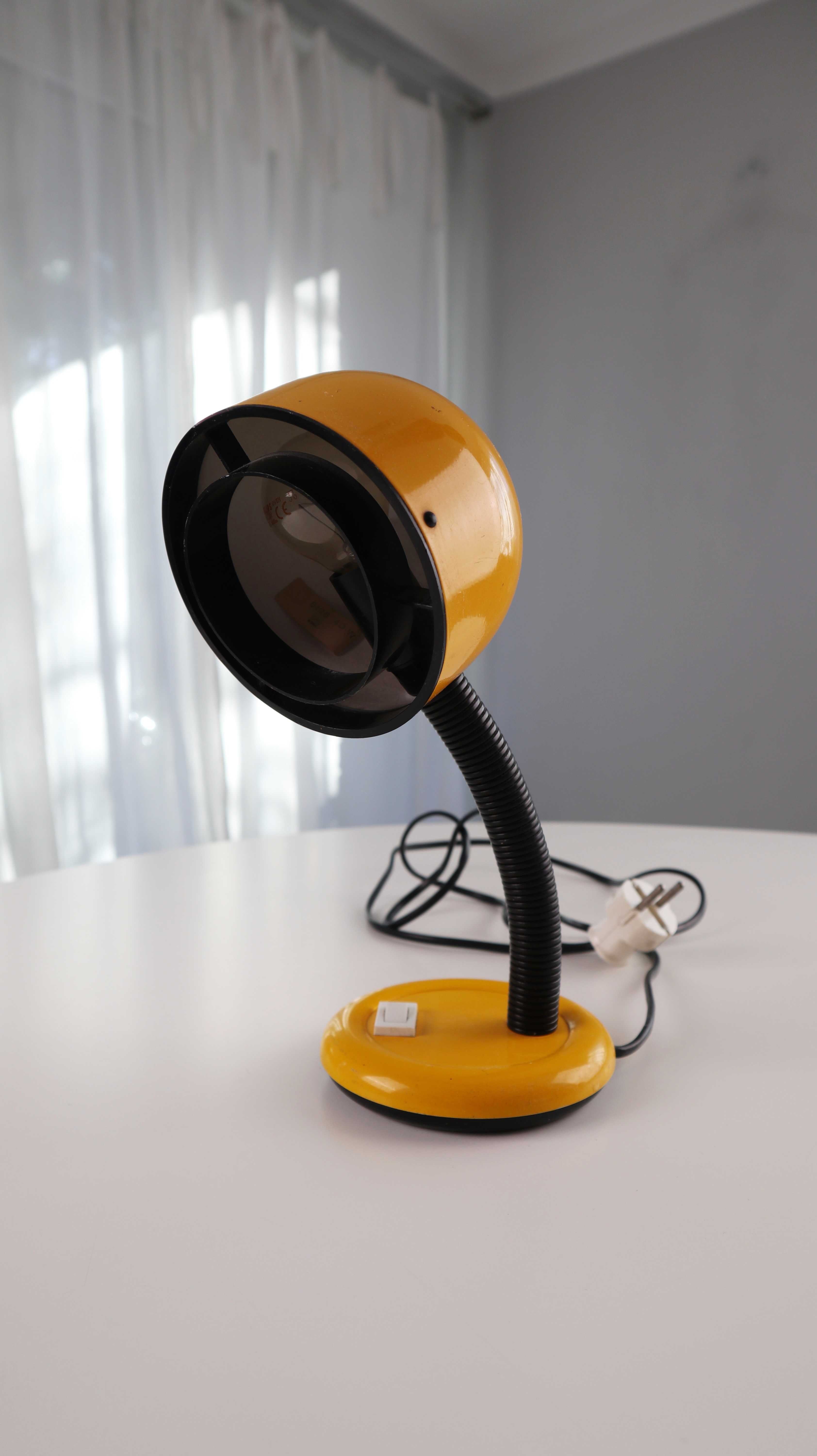 Retro Lampe Tischlampe Gelb Leuchte Tischlampe rund 70er Orange Schwarz