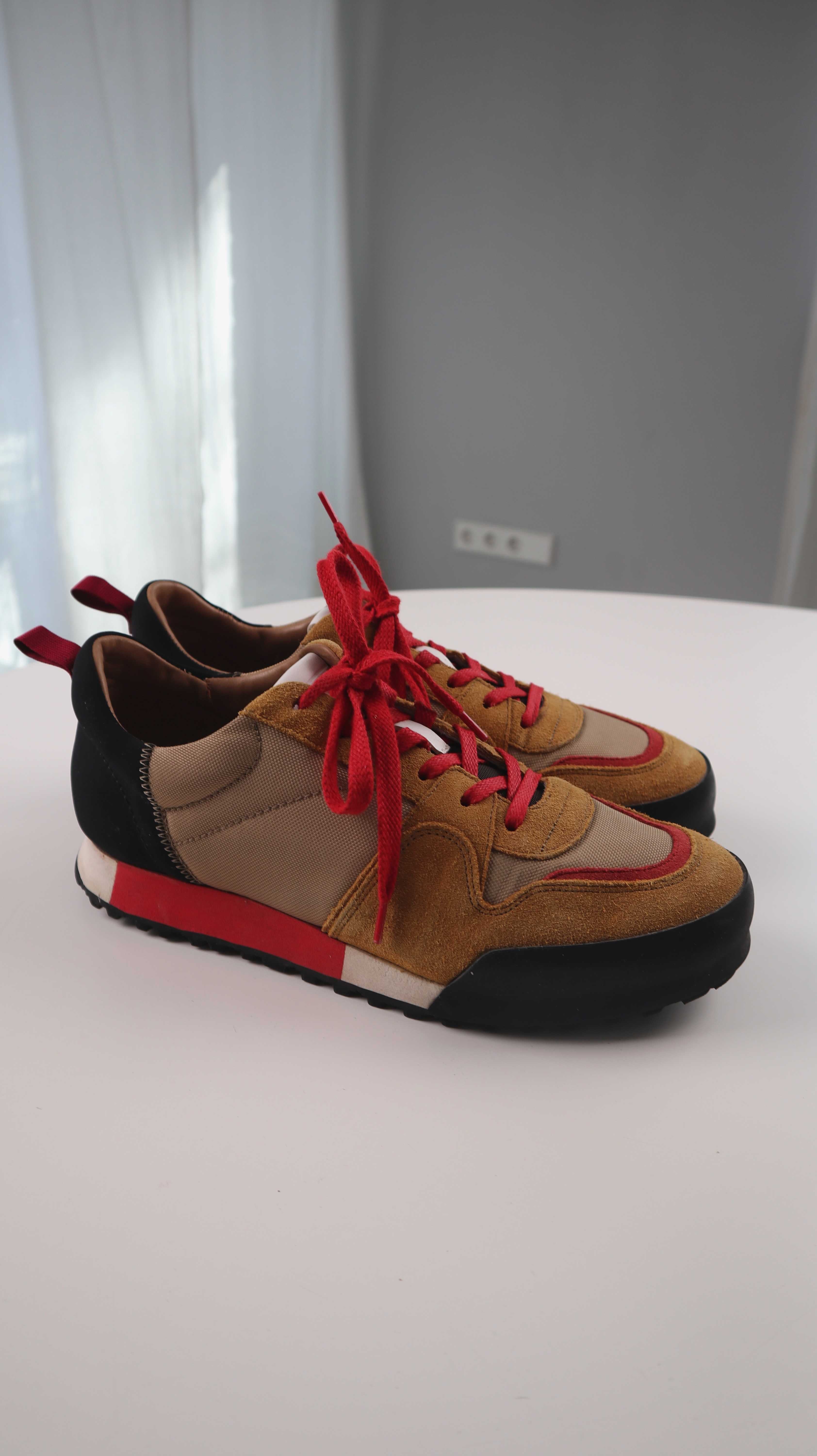 Closed Sneaker Turnschuhe braun rot 41 Leder Schnürer