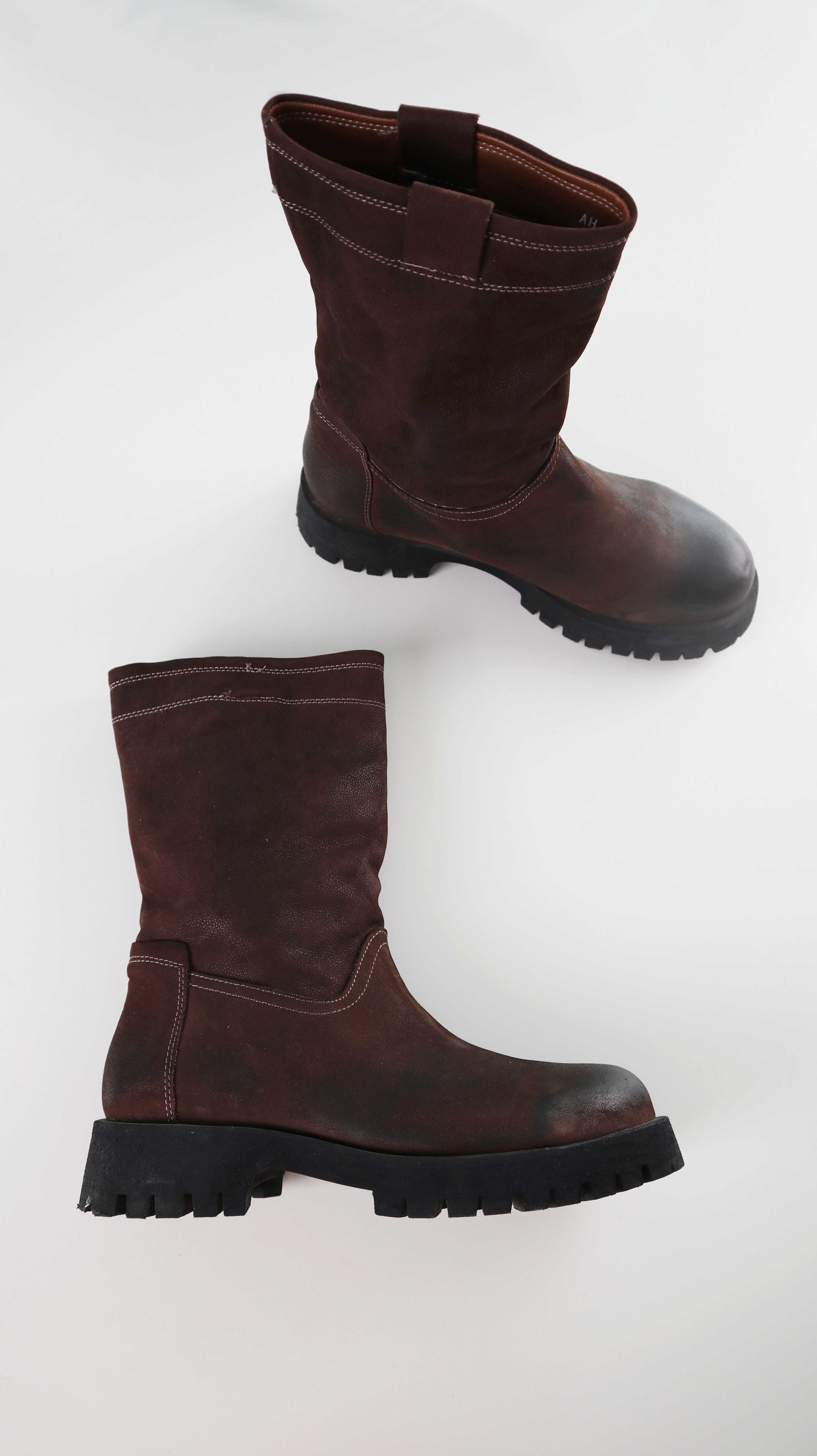 Nuovo Stiefeletten Braun Leder 41 Lederstiefel Boots Stiefel Dunkelbraun
