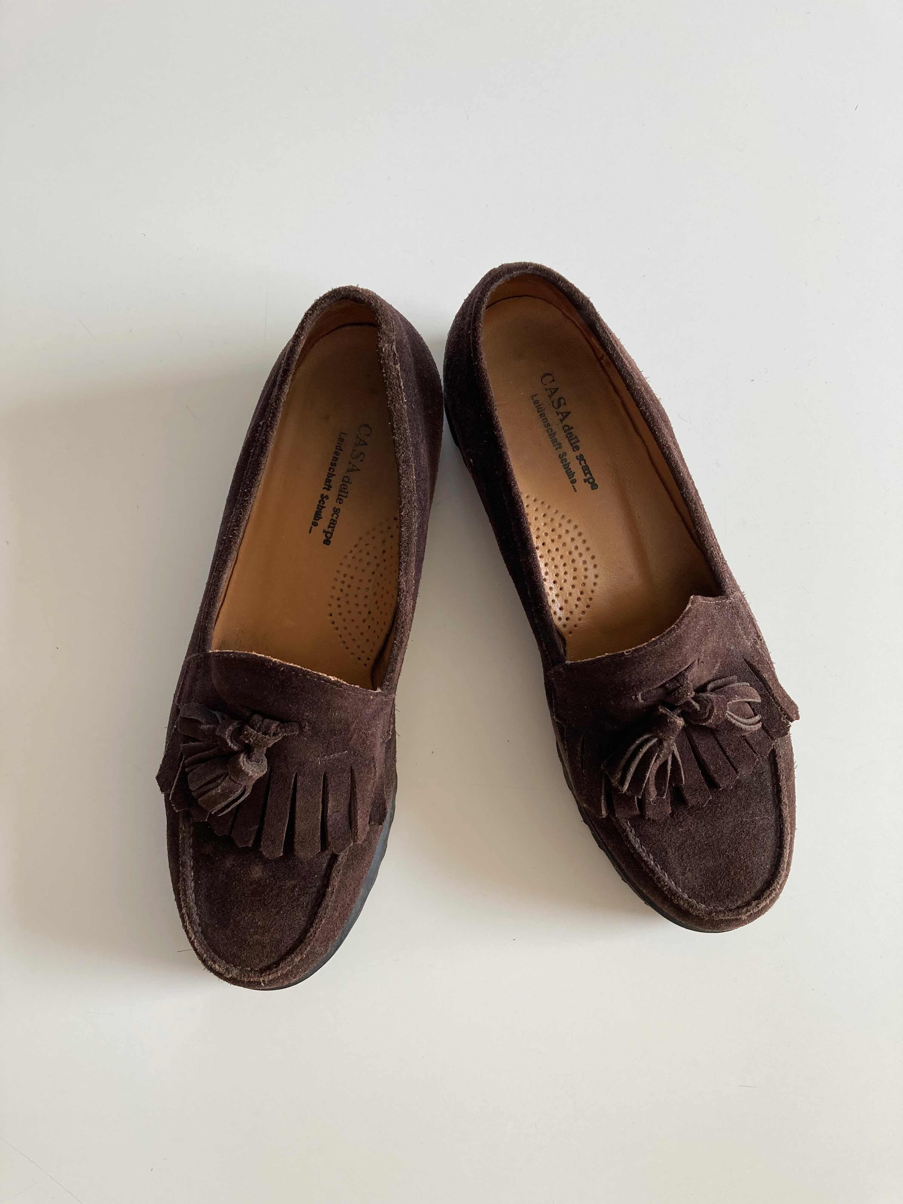 CASAdeolle scarpe Mokassins Vibram Ballerinas Wildleder Braun 38,5 39 Loafer