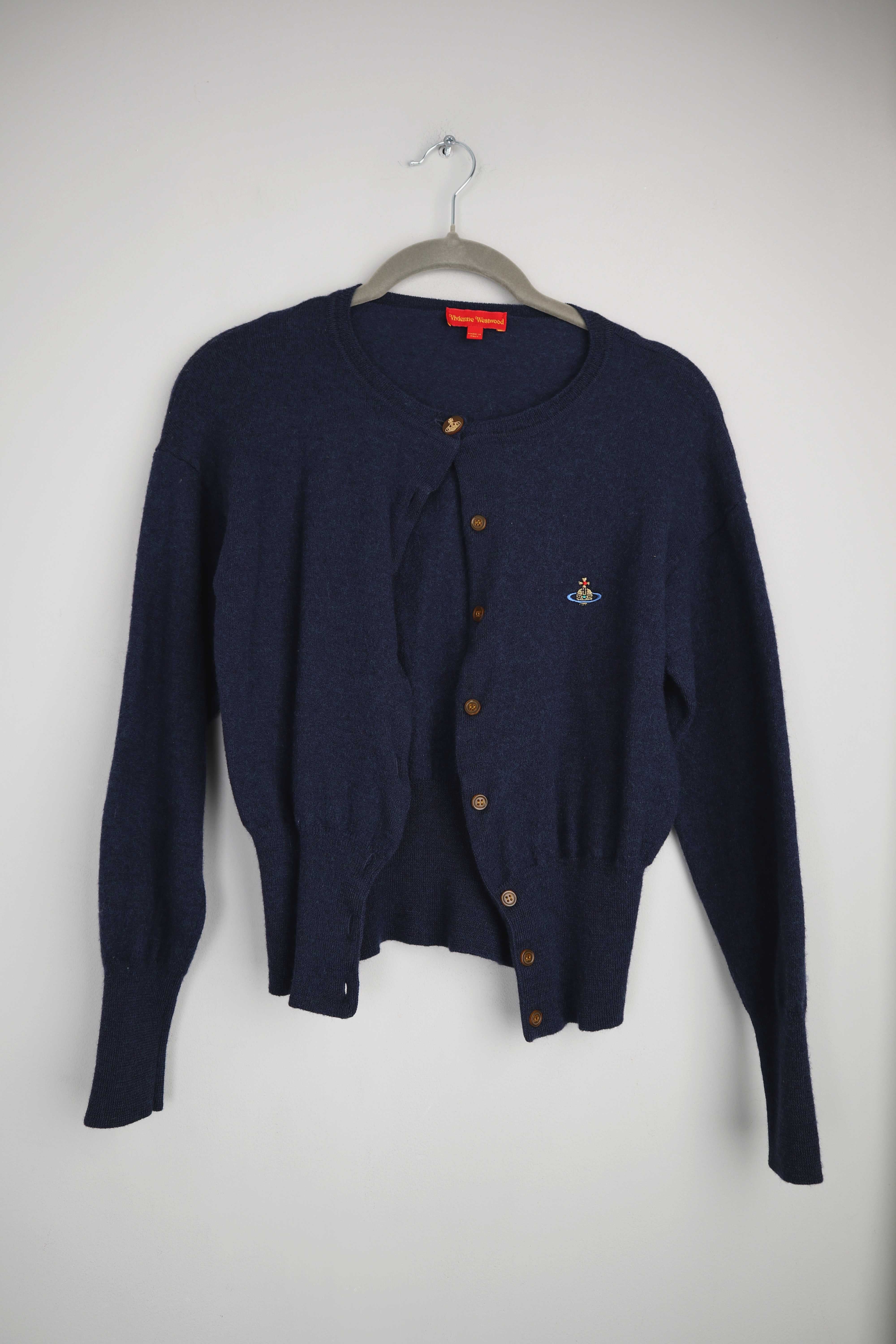 Vivienne Westwood Strickjacke Jacke XS Blau Dunkelblau Wolle Wollstrickjacke Design