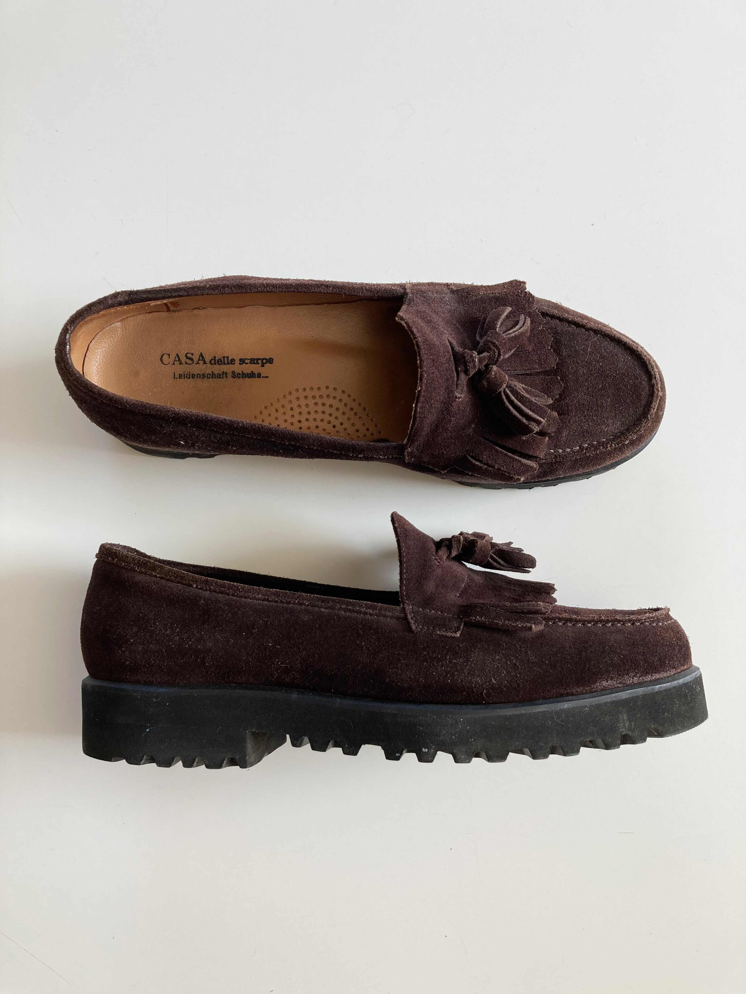 CASAdeolle scarpe Mokassins Vibram Ballerinas Wildleder Braun 38,5 39 Loafer