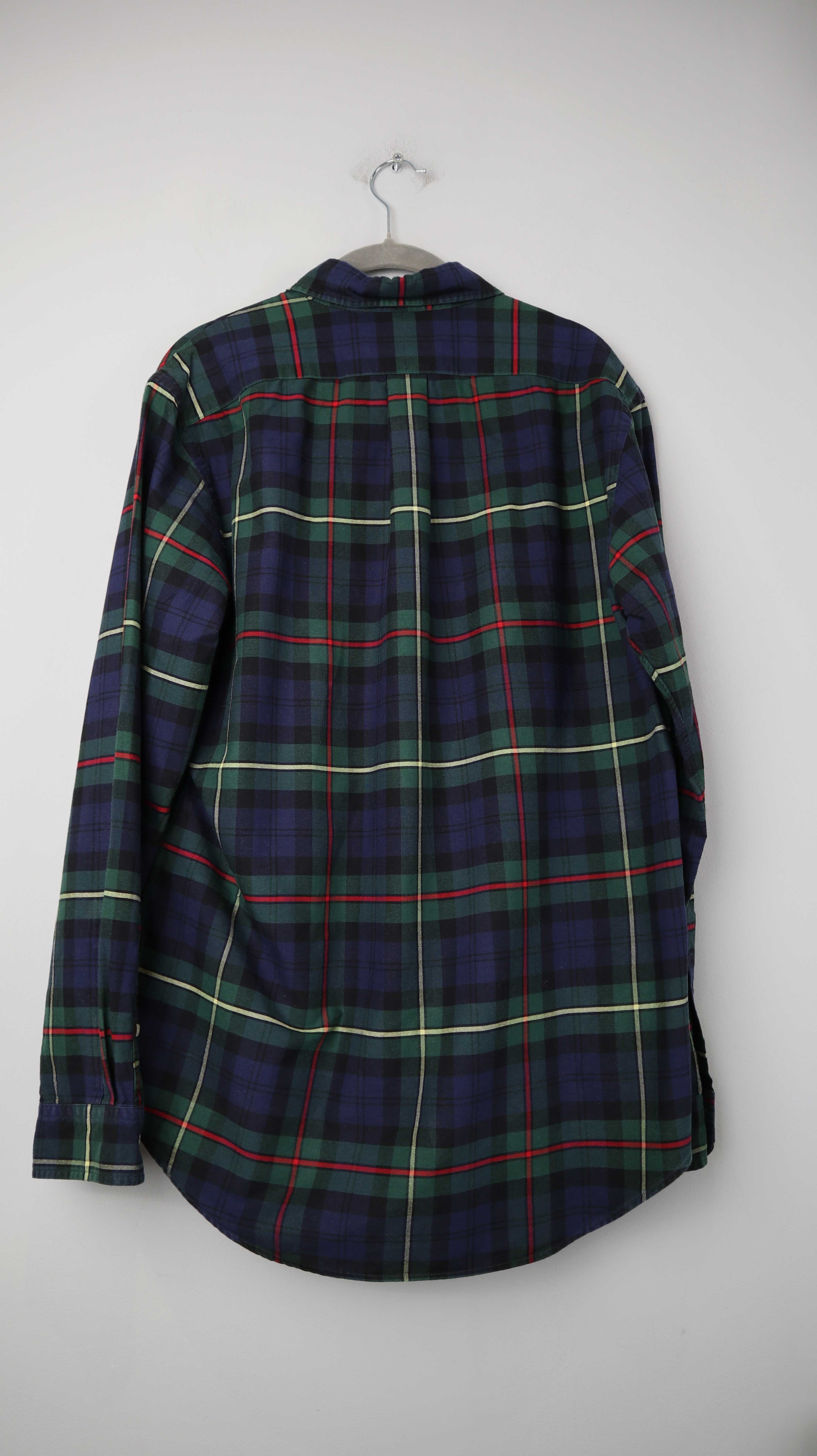 Ralph Lauren Hemd blau grün kariert M classic fit Langarm Holzfällerhemd