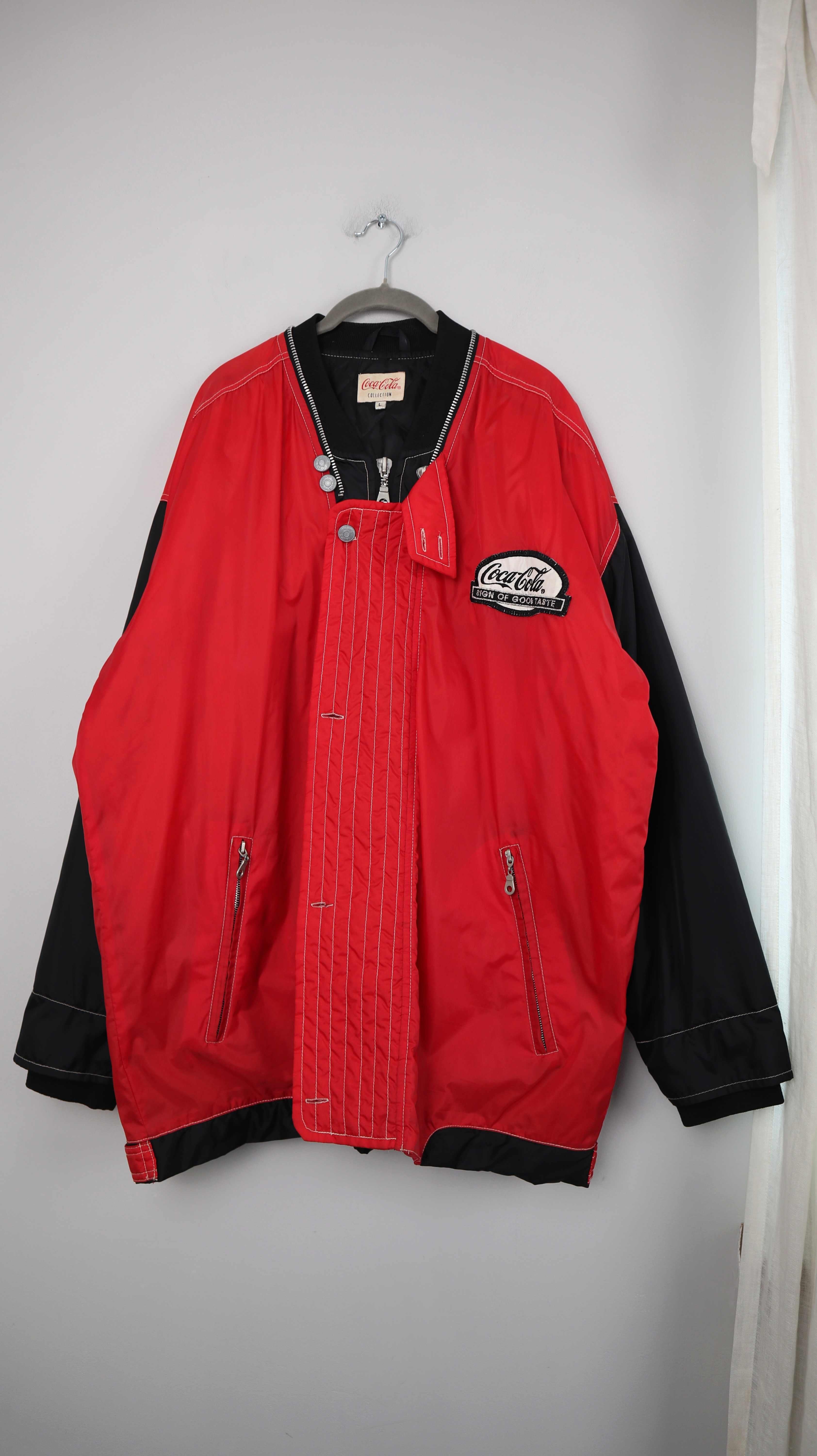 True Vintage Coca Cola Jacke rot schwarz 1995 L Windbreaker