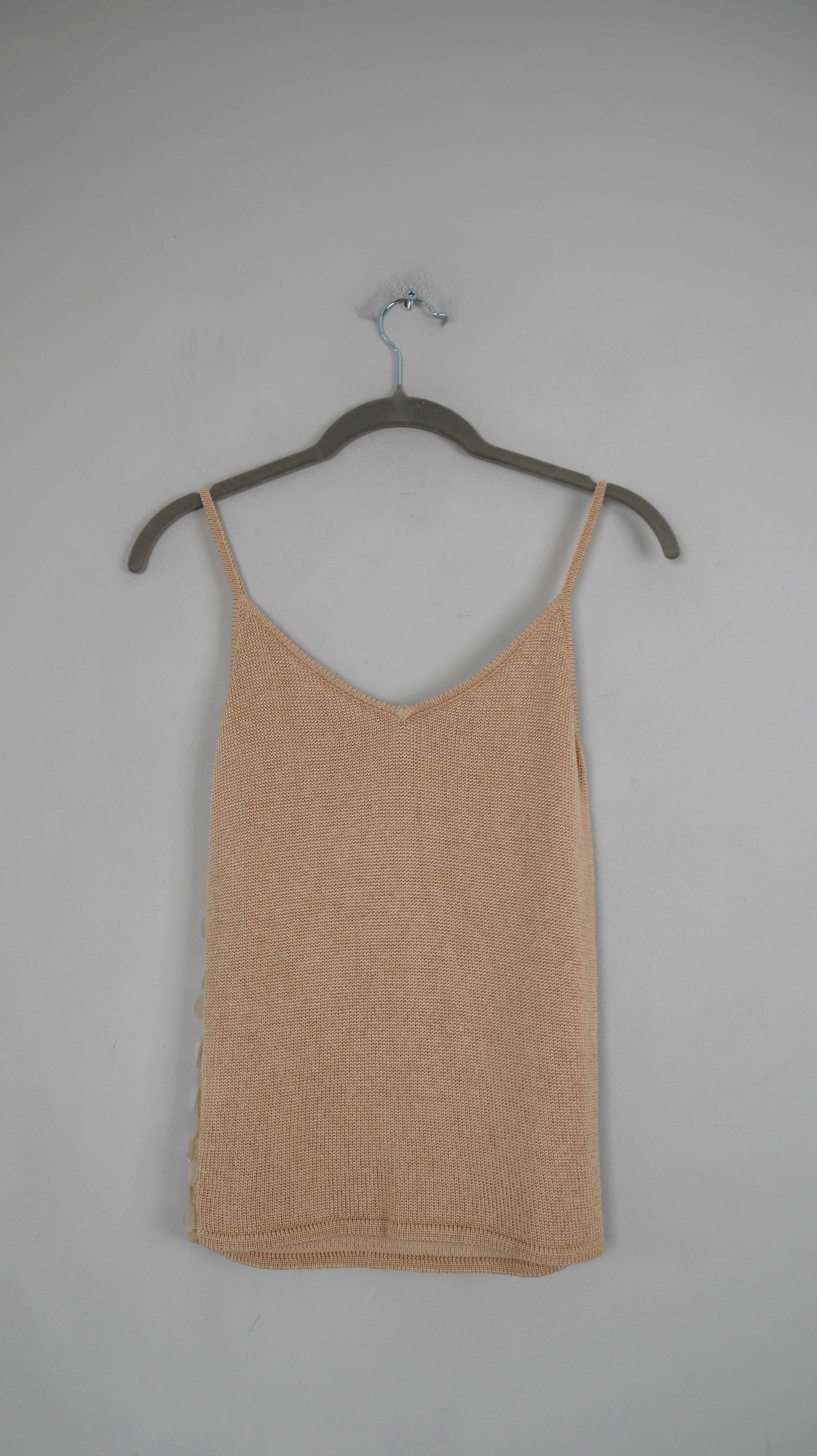 True Vintage Top Paillette Beige Creme 36 S Pailletten Mermaid 90s Y2K