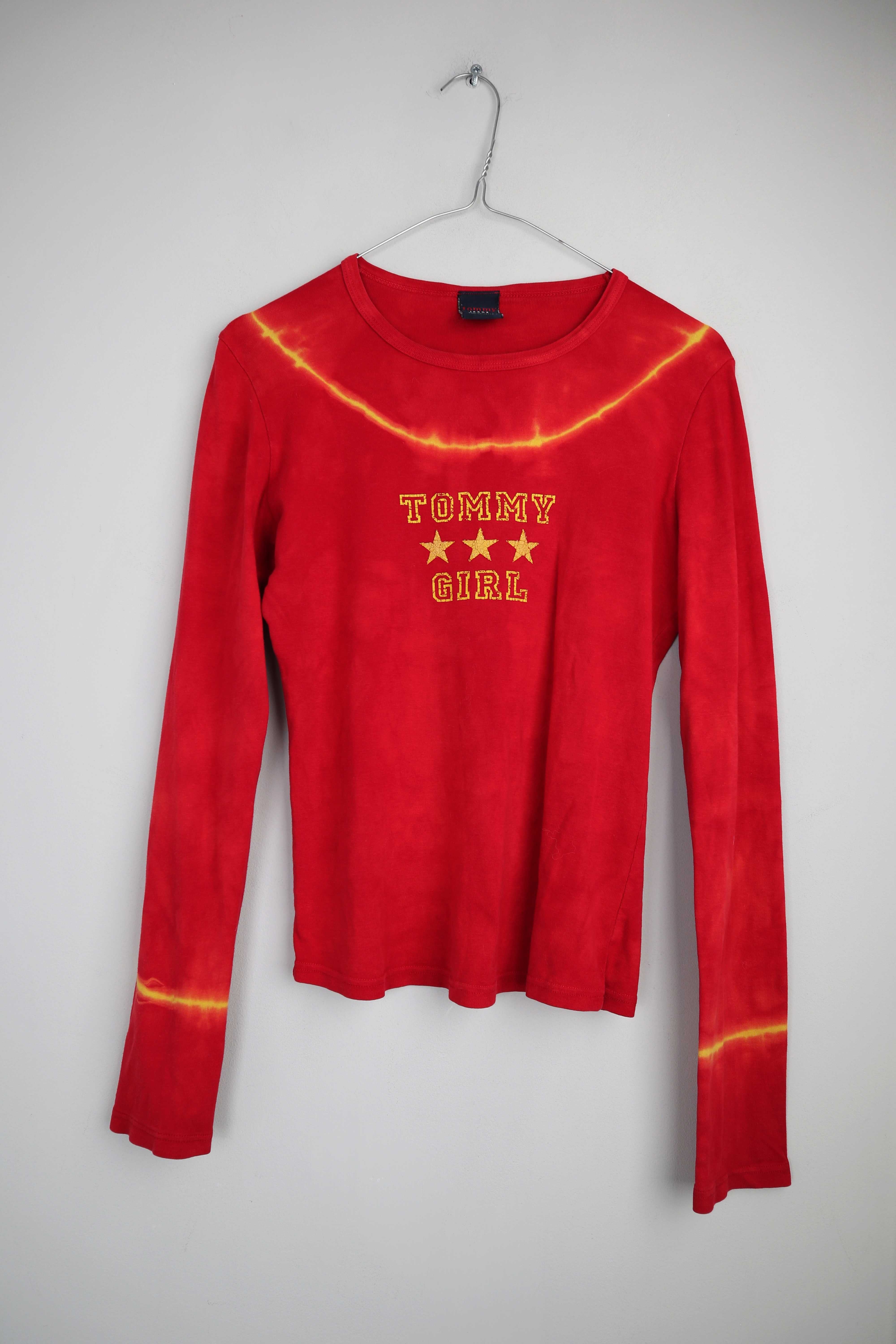 Tommy Hilfiger Longsleeve Shirt rot Tommy Jeans Y2K Print Batik 36 S