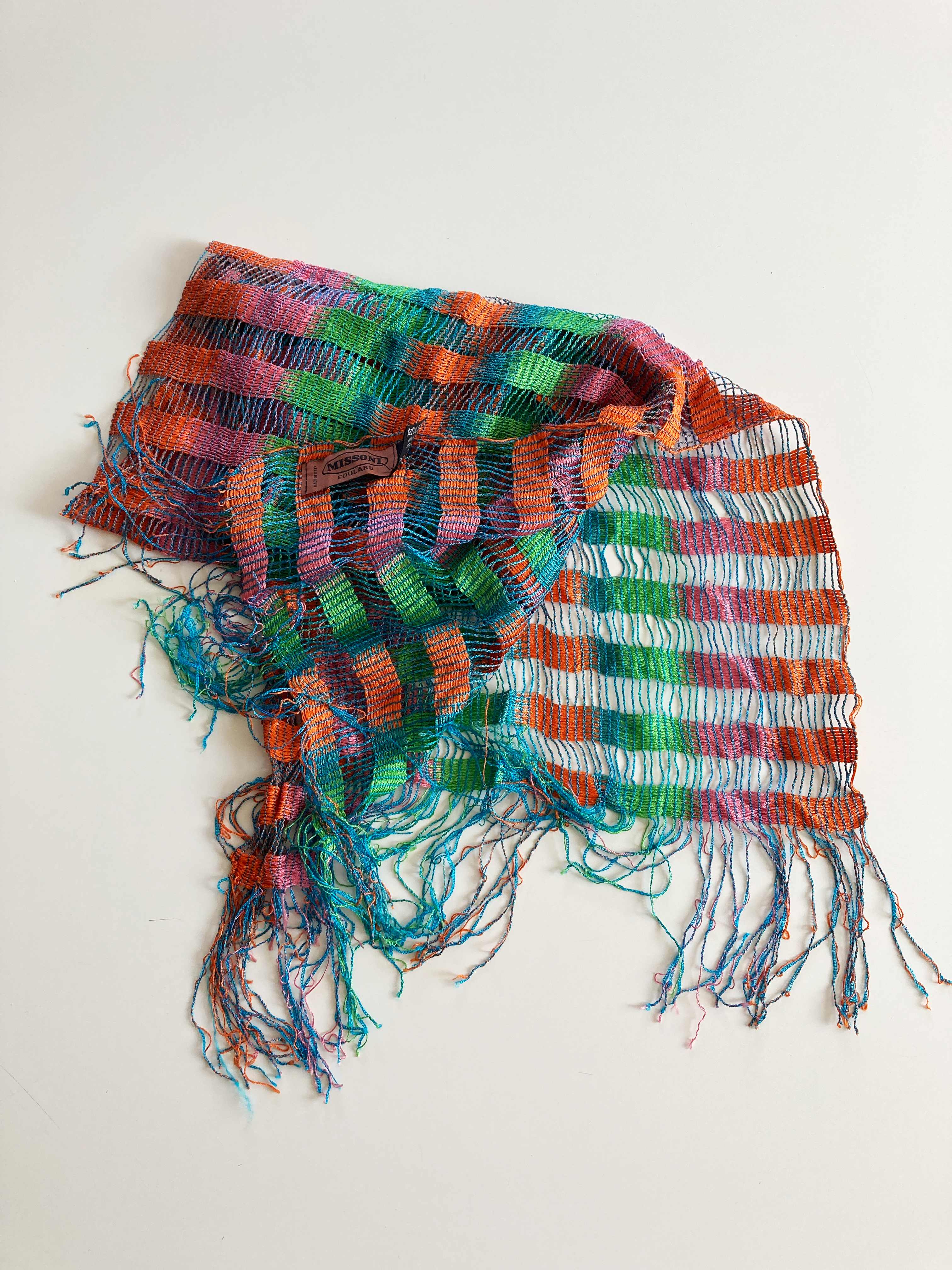 Missioni Schal Tuch gestreift Streifenschal Pink Orange Grün bunt