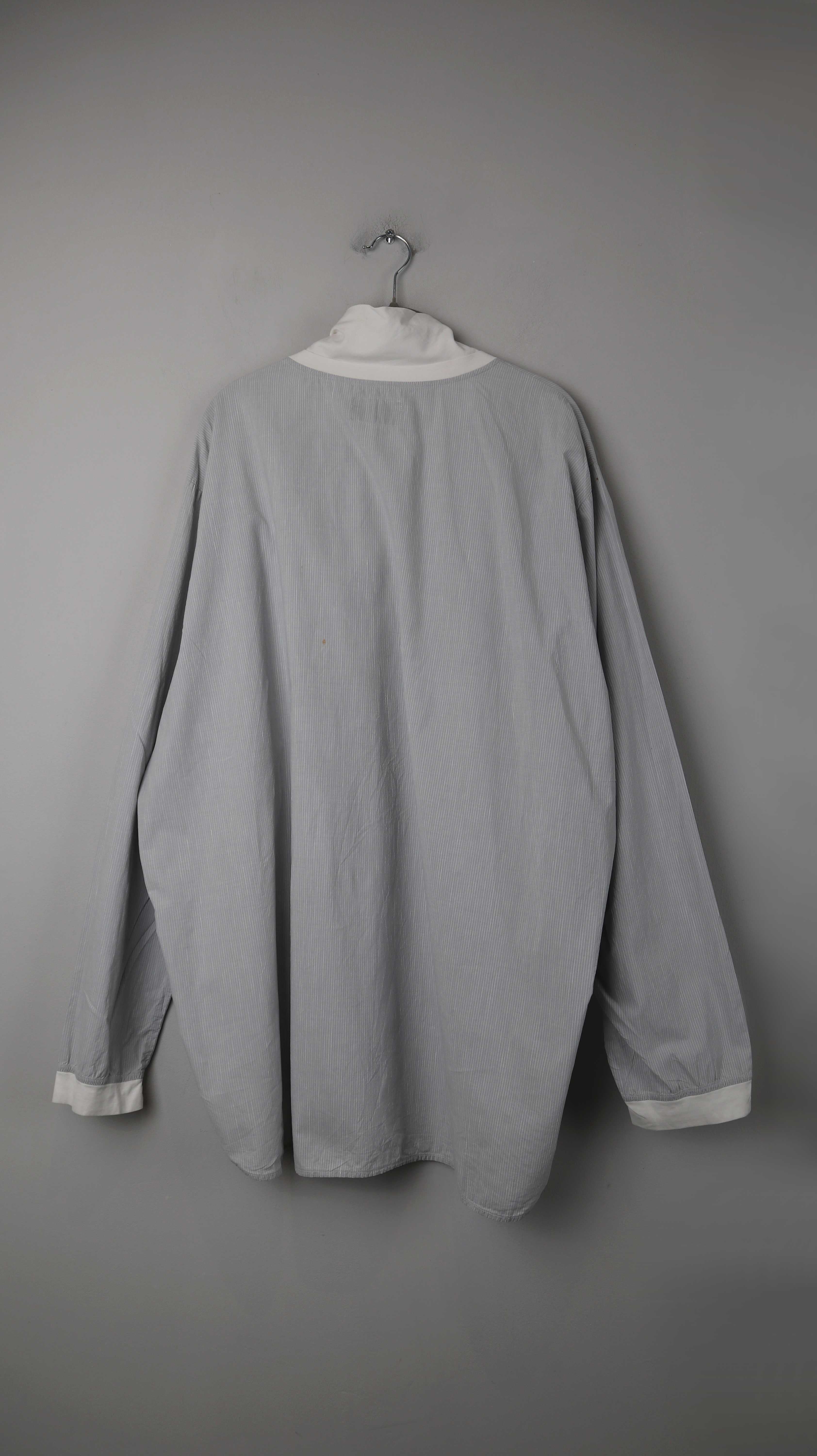 OMEN Bluse Blau Weiß Hemd langarm grafisch oversized Einheitsgröße Hellblau