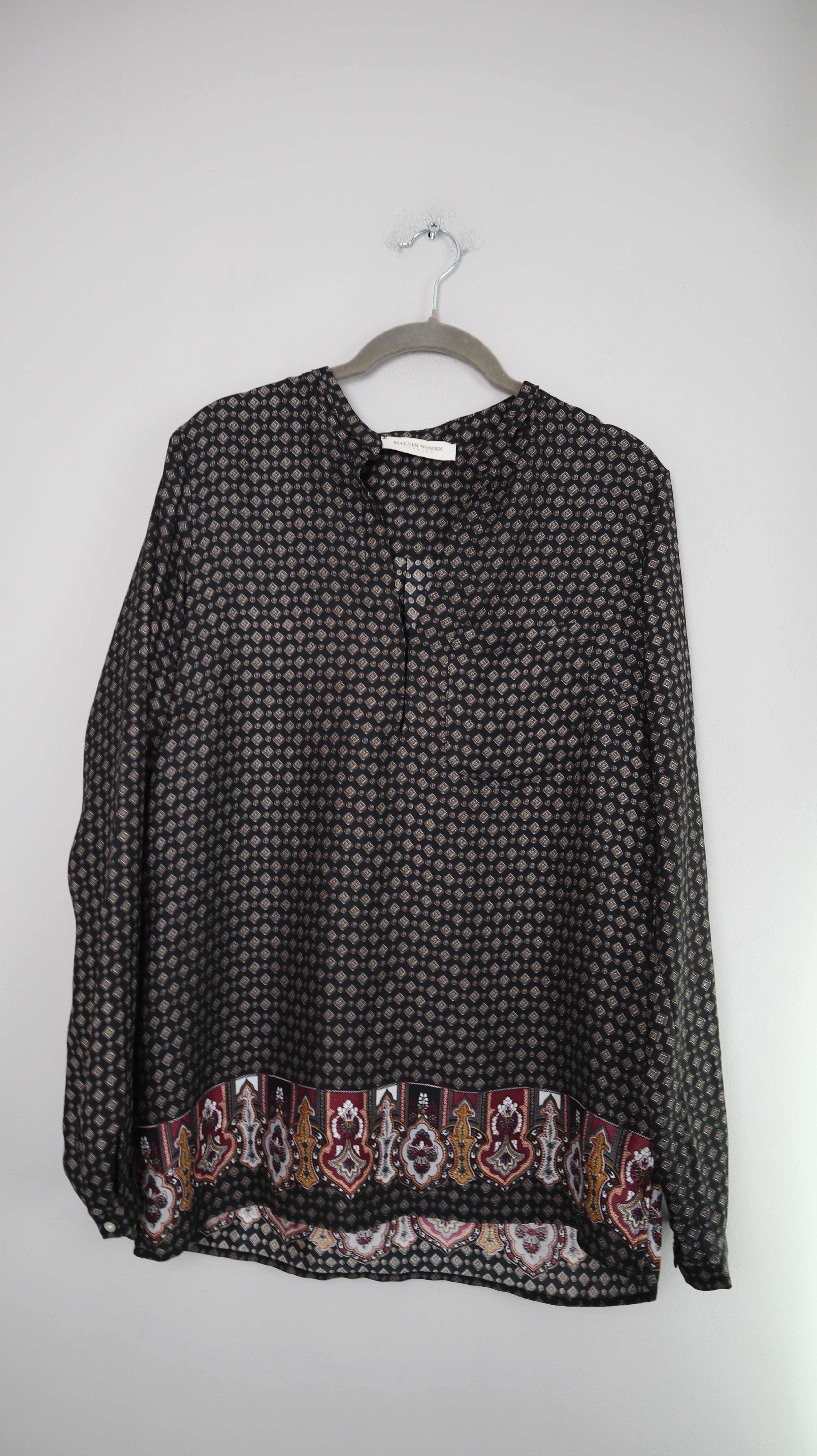 Malvin Bluse Paisley Braun 38 M langärmlig Muster V-Ausschnitt