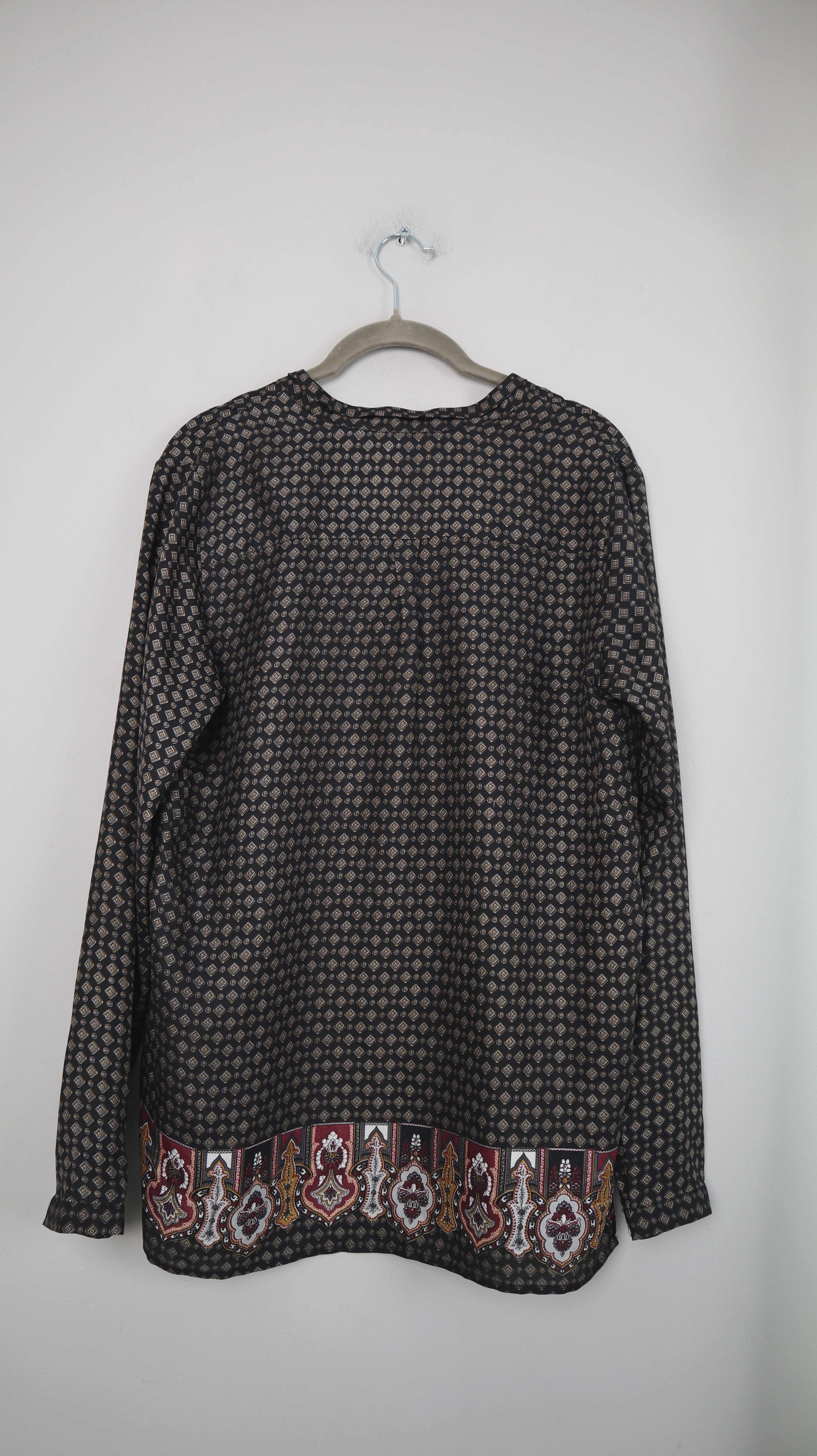 Malvin Bluse Paisley Braun 38 M langärmlig Muster V-Ausschnitt