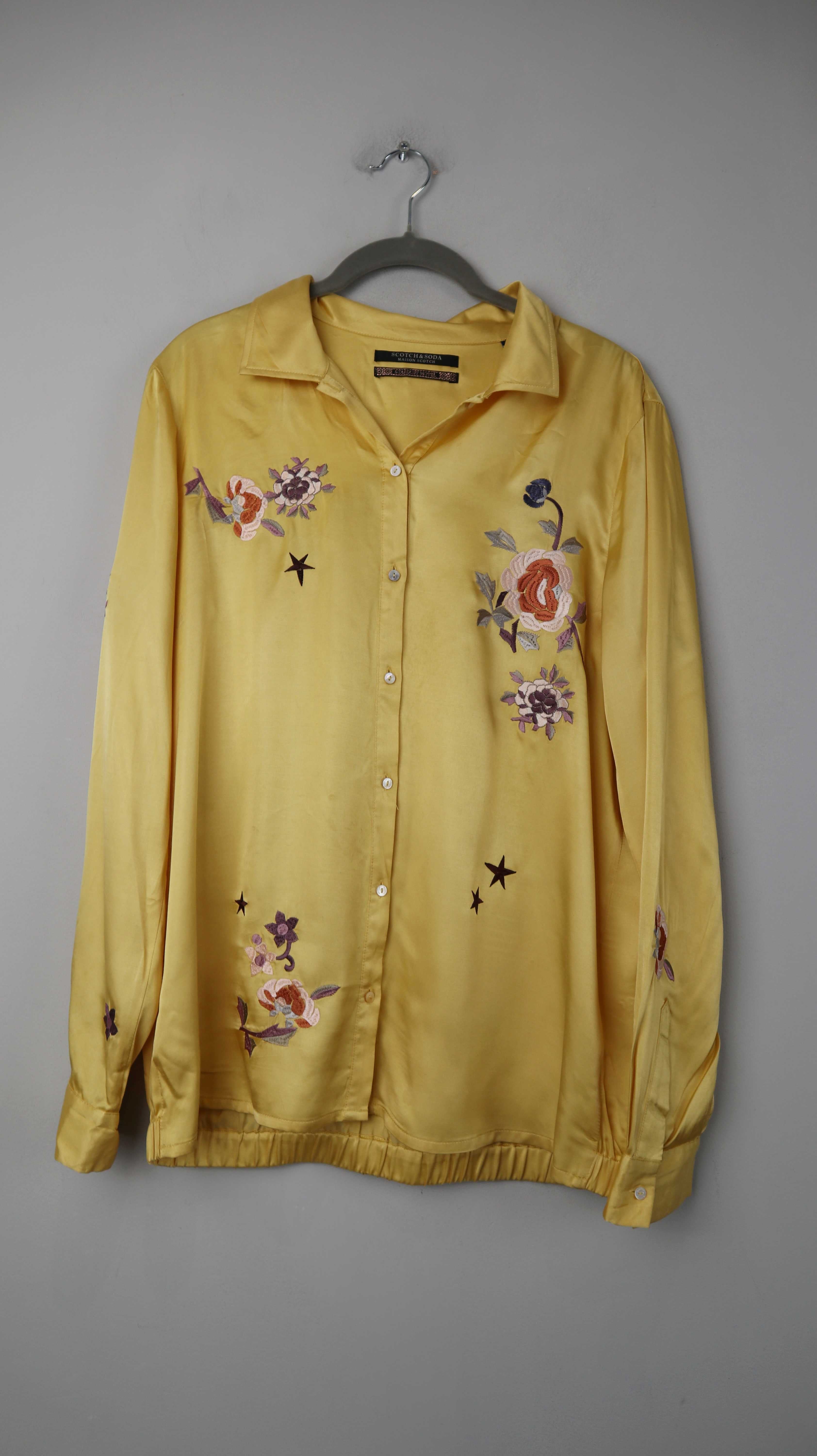 Maison Scotch Bluse Shirt Oberteil gelb Stardust Motel bestickt 38 M