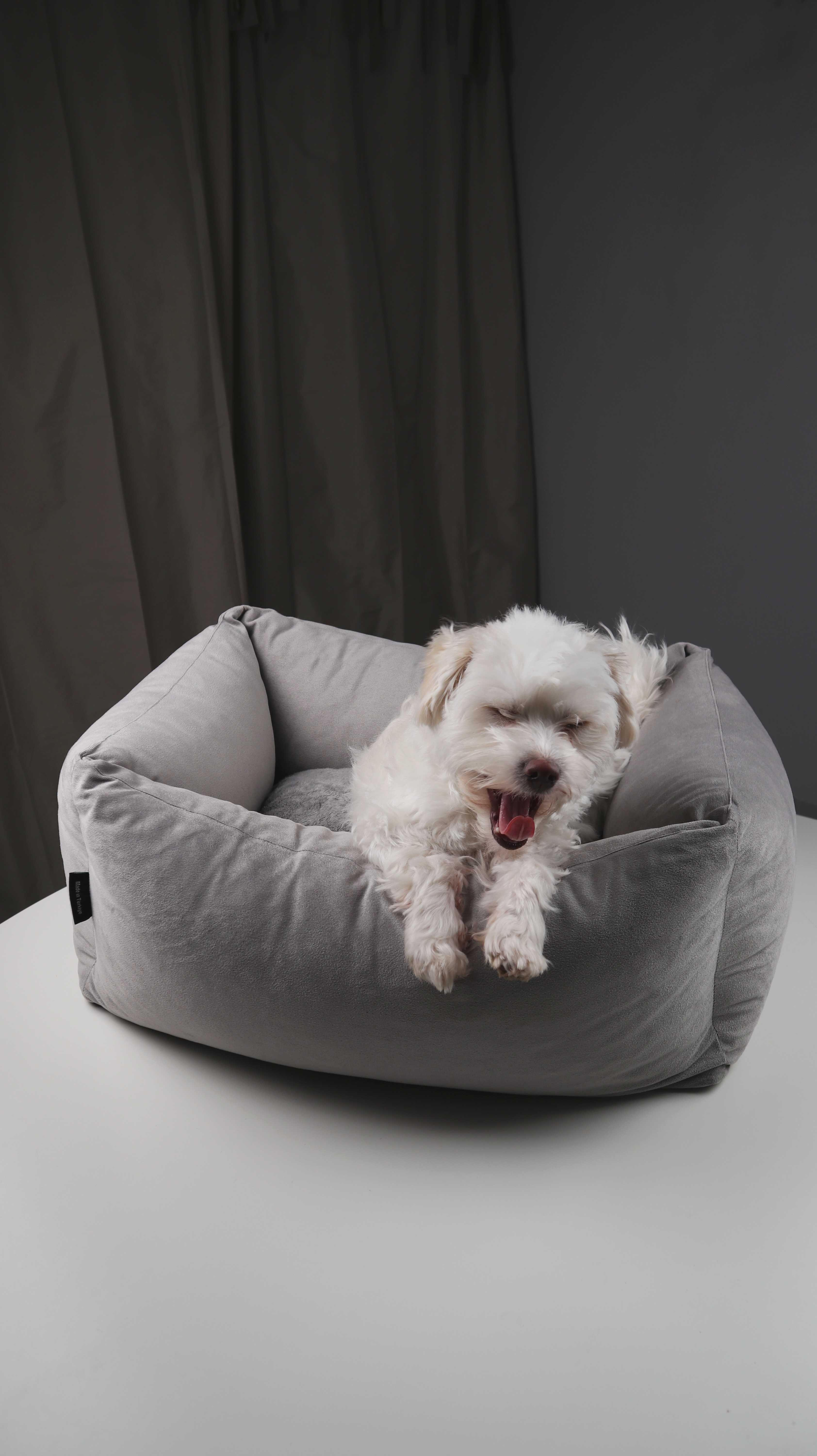 Hundebett grau Samt Samtbett Hundekorb Petlando