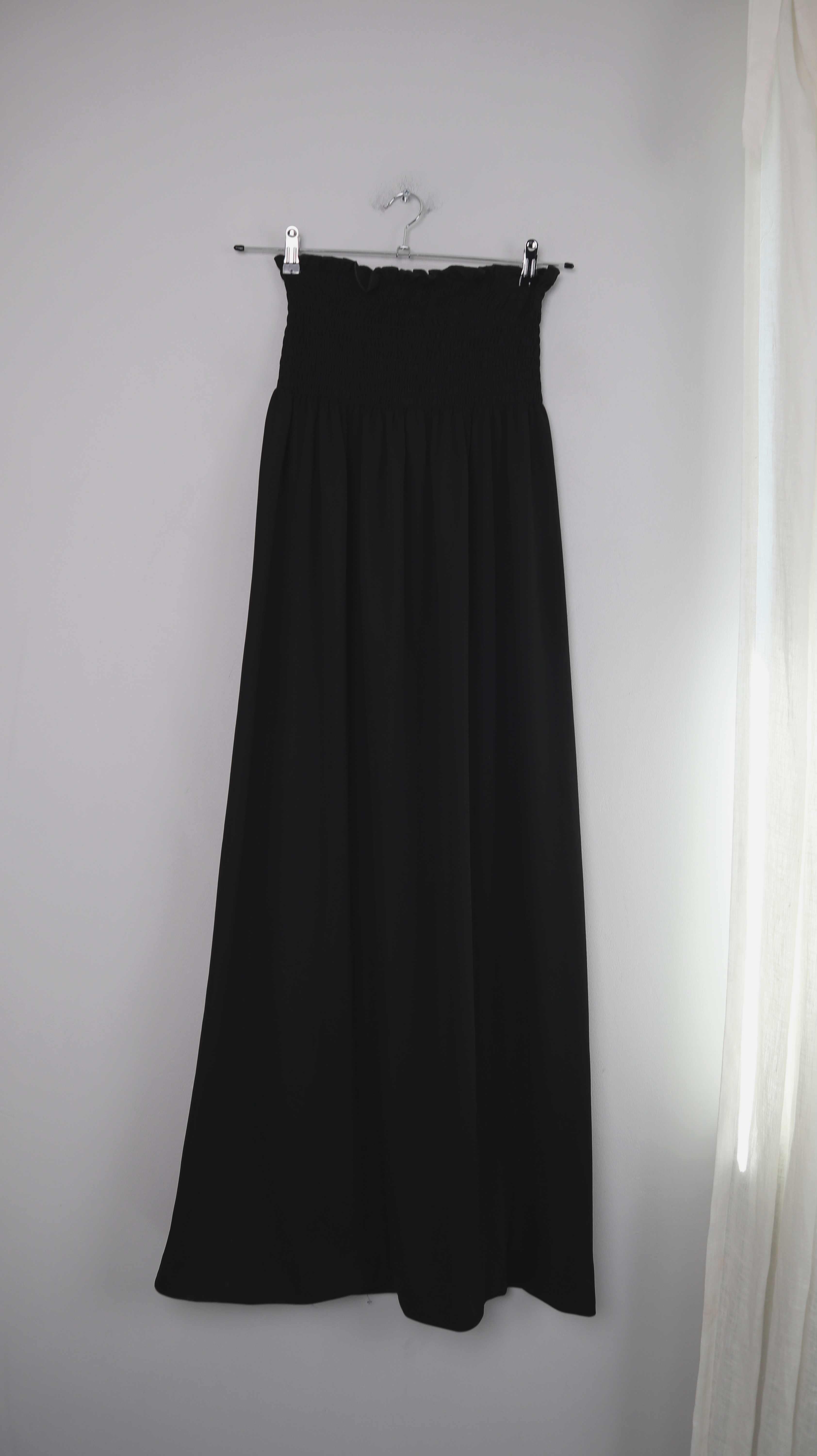 Rock schwarz basic Maxi Maxirock 38 M Gummizug Kleid