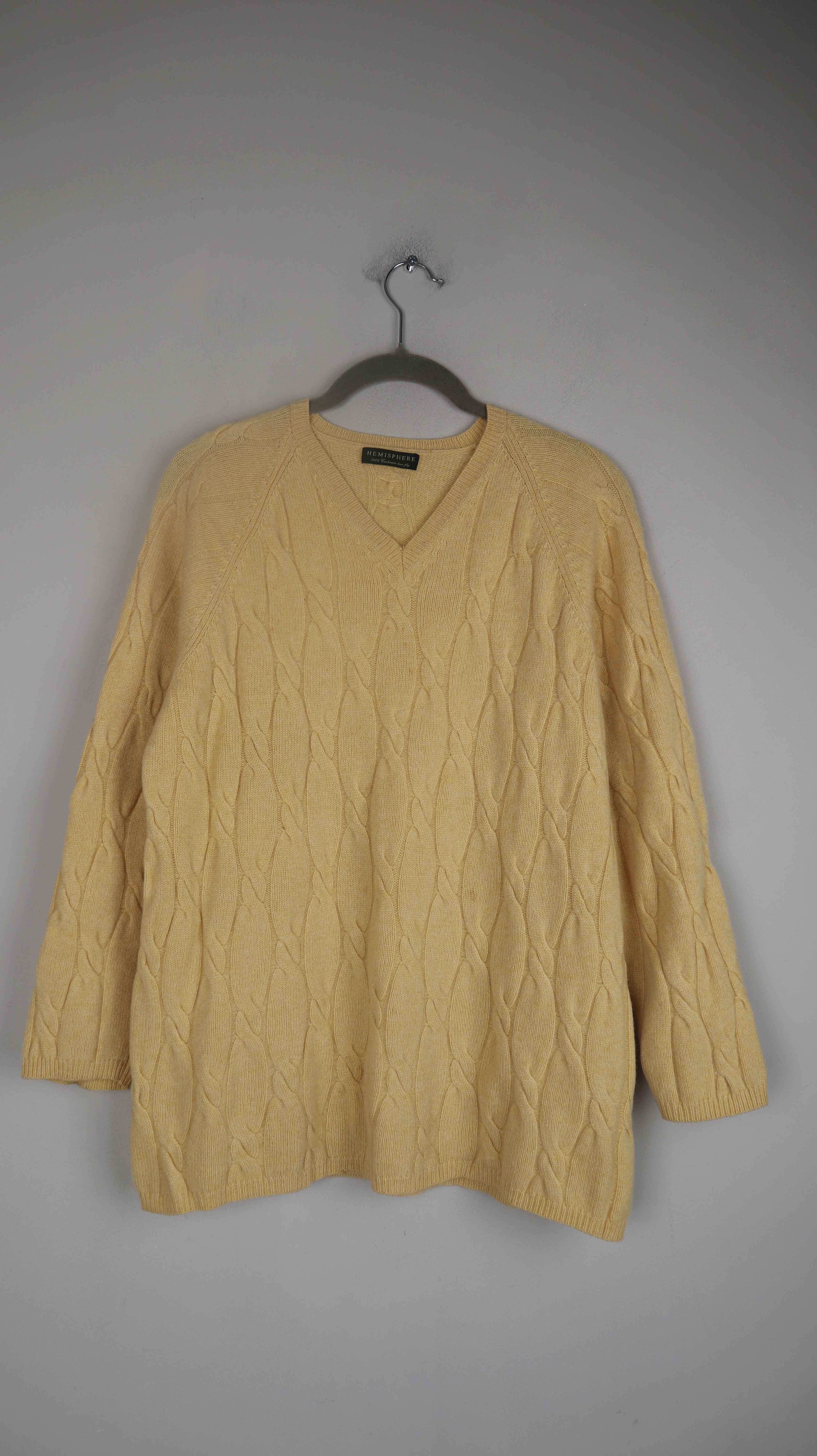 Hemisphere Pullover Gelb Cashmerepullover V-Ausschnitt 38 M
