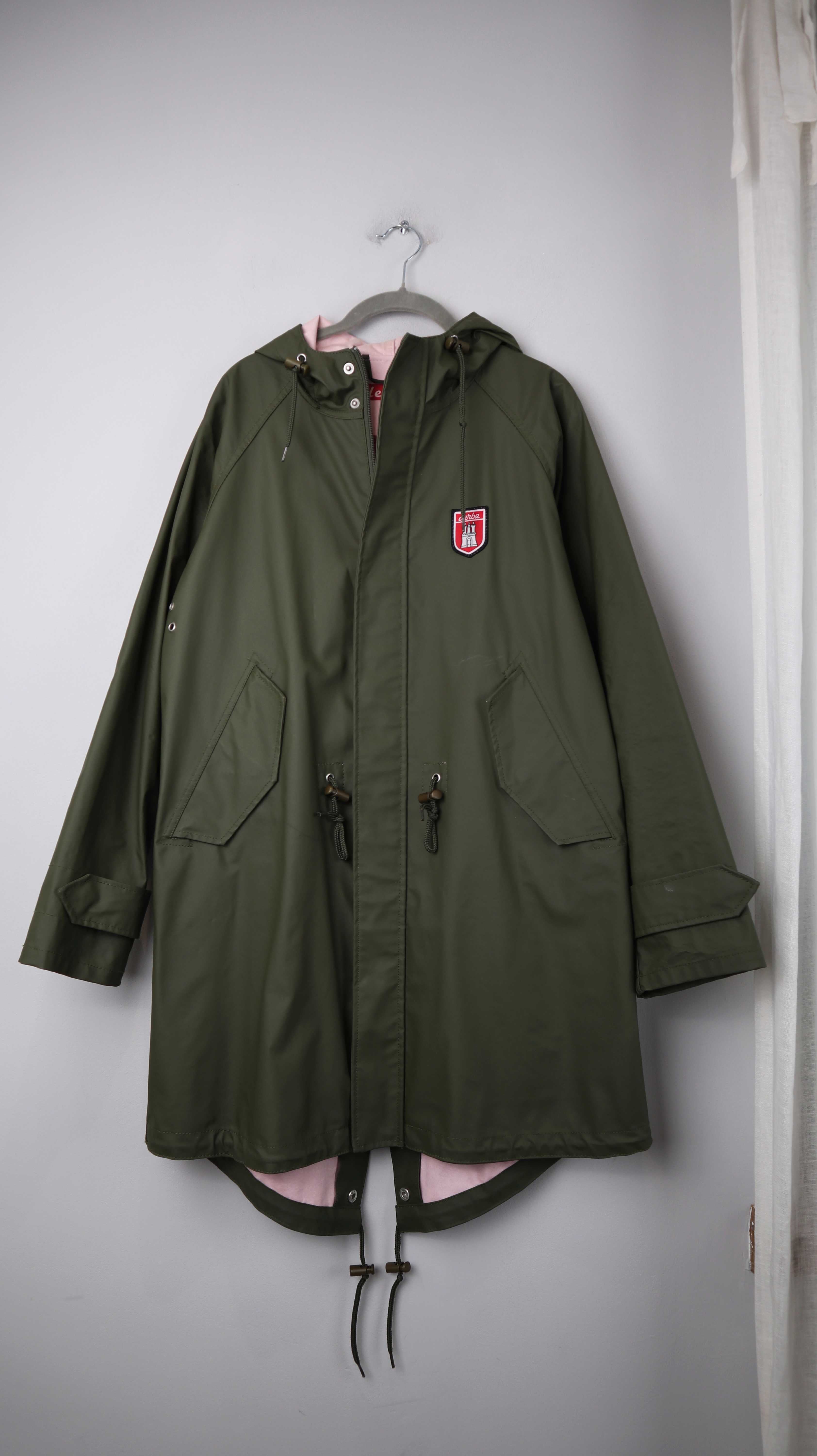 Derbe Hamburg Mantel Regenjacke Regenmantel Grün 40 L Parka Khaki