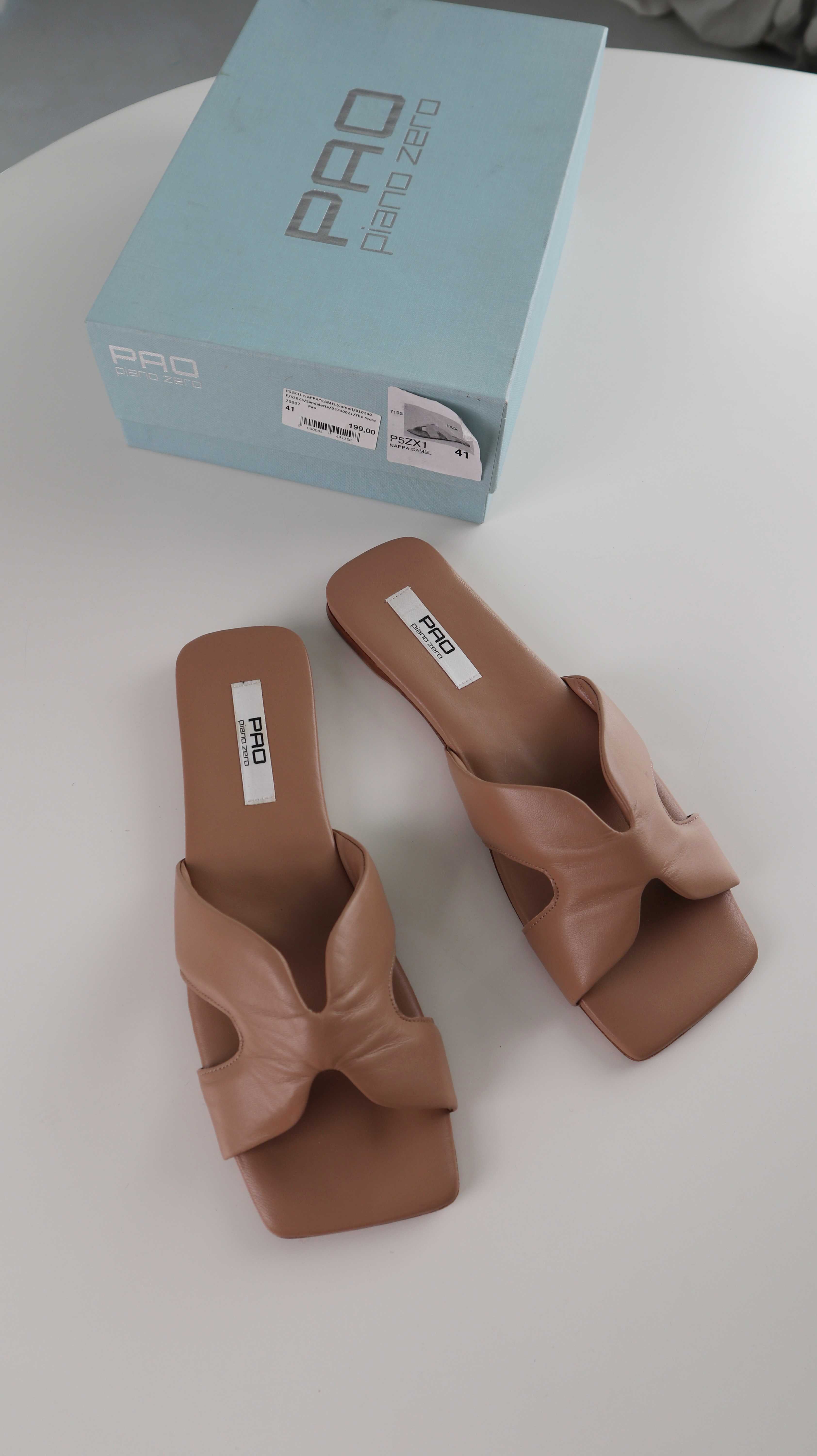 Piano Zero Slipper Loafer Creme Beige Sandalen 41 Classico Nude Ledersandalen