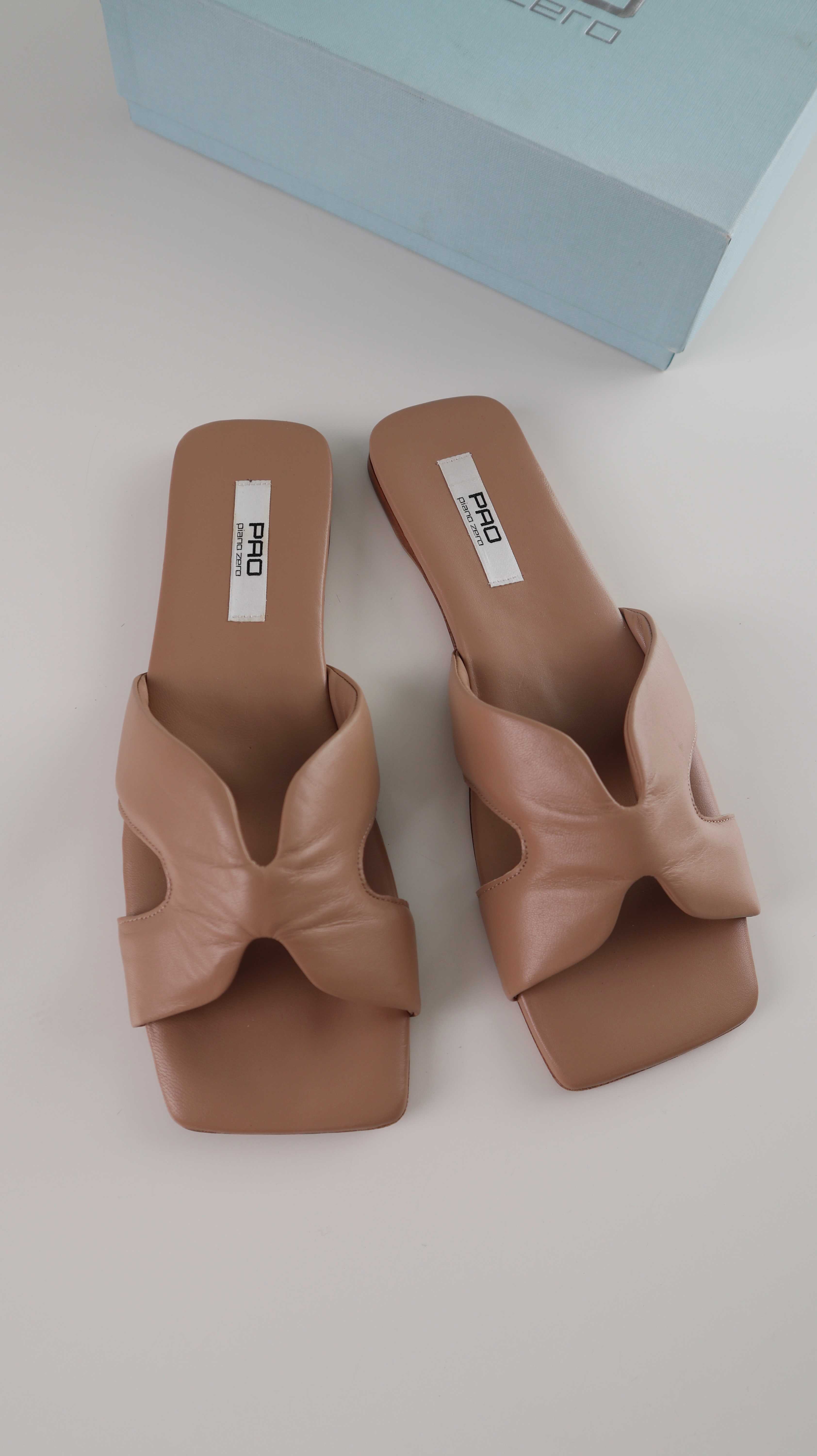 Piano Zero Slipper Loafer Creme Beige Sandalen 41 Classico Nude Ledersandalen