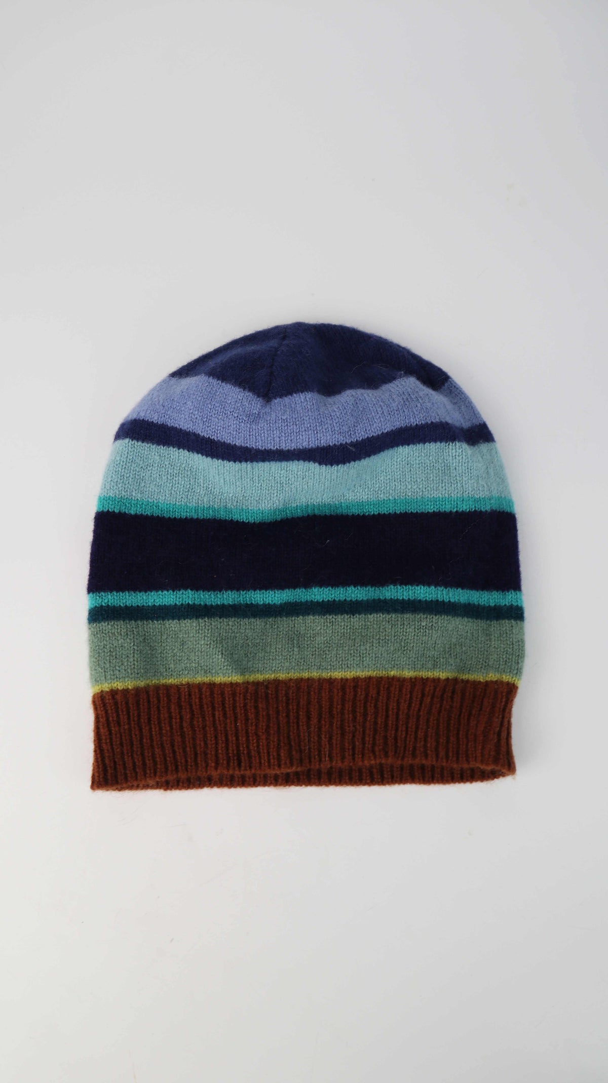 Remember Mütze Beanie gestreift blau braun Wollmütze Kaschmir