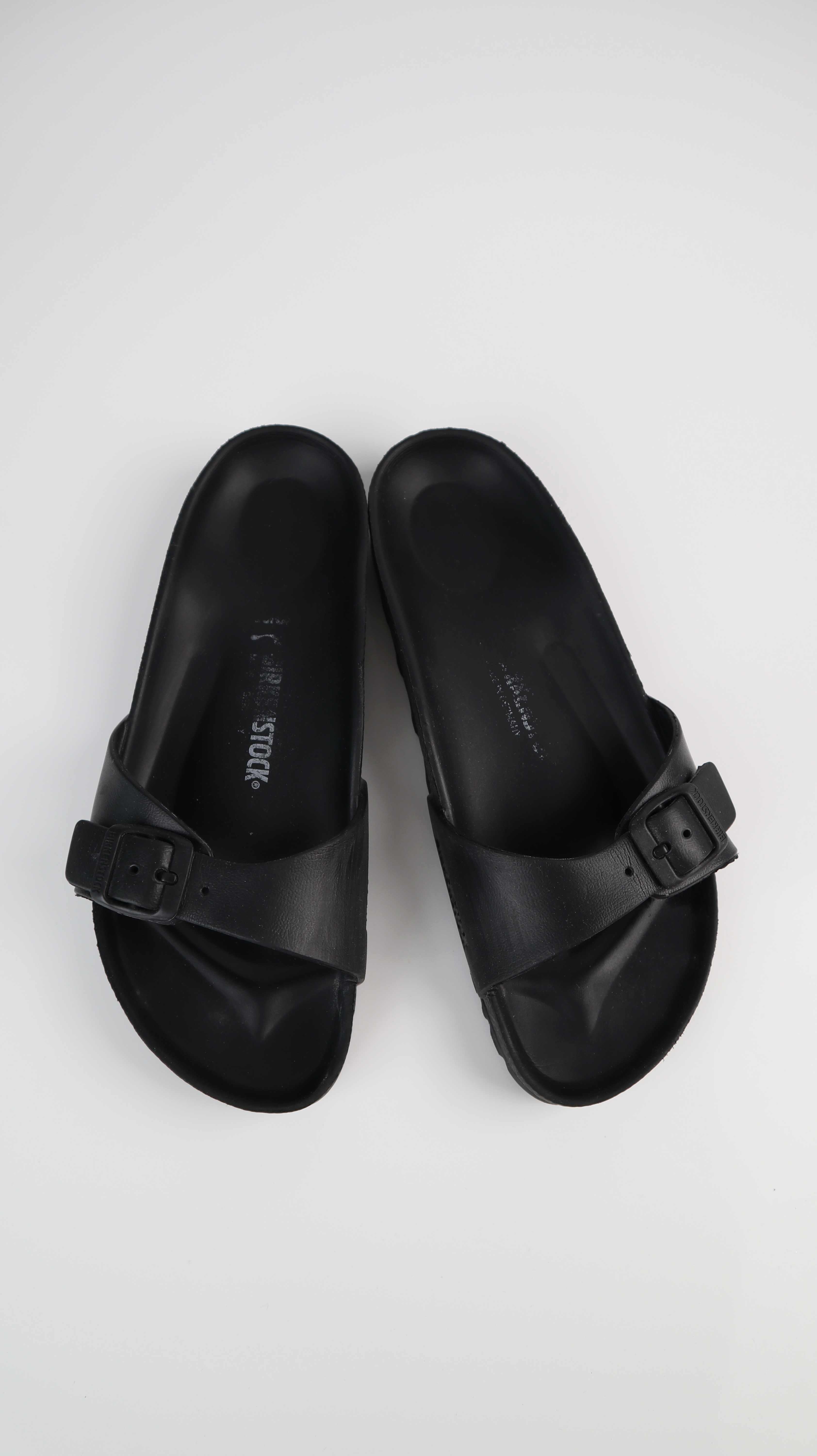 Birkenstock Madrid Slipper 38 39 Plastik Sandalen schwarz