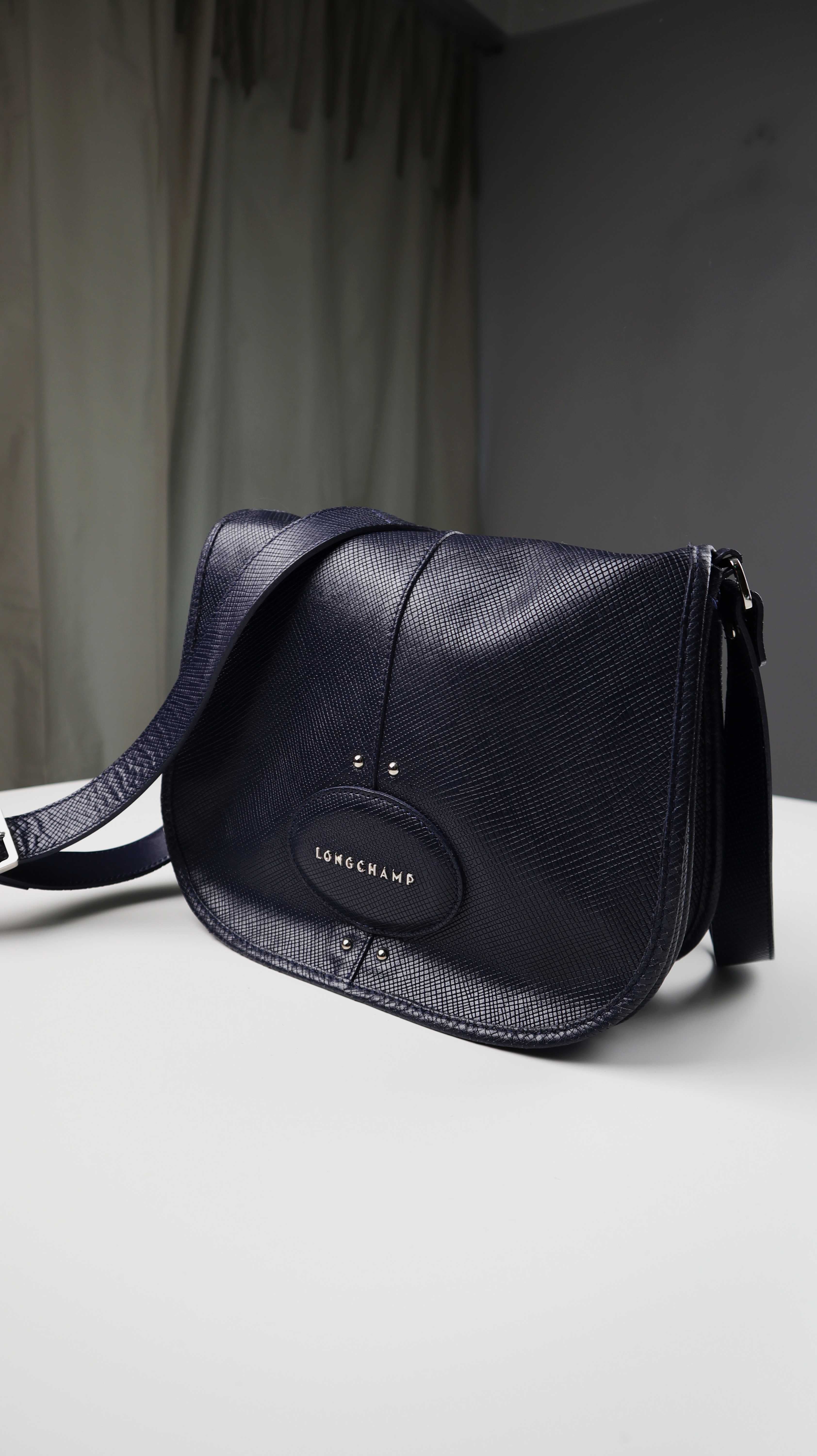 Longchamp Quadri Ledertasche Crossbag dunkelblau Blau Umhängetasche