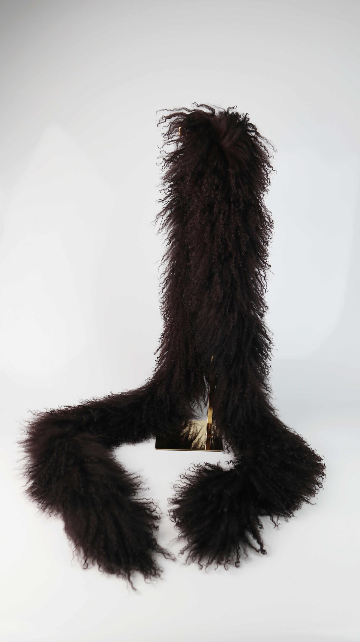 Schal Tibetlammfell braun rot Lammfellschal 220 cm