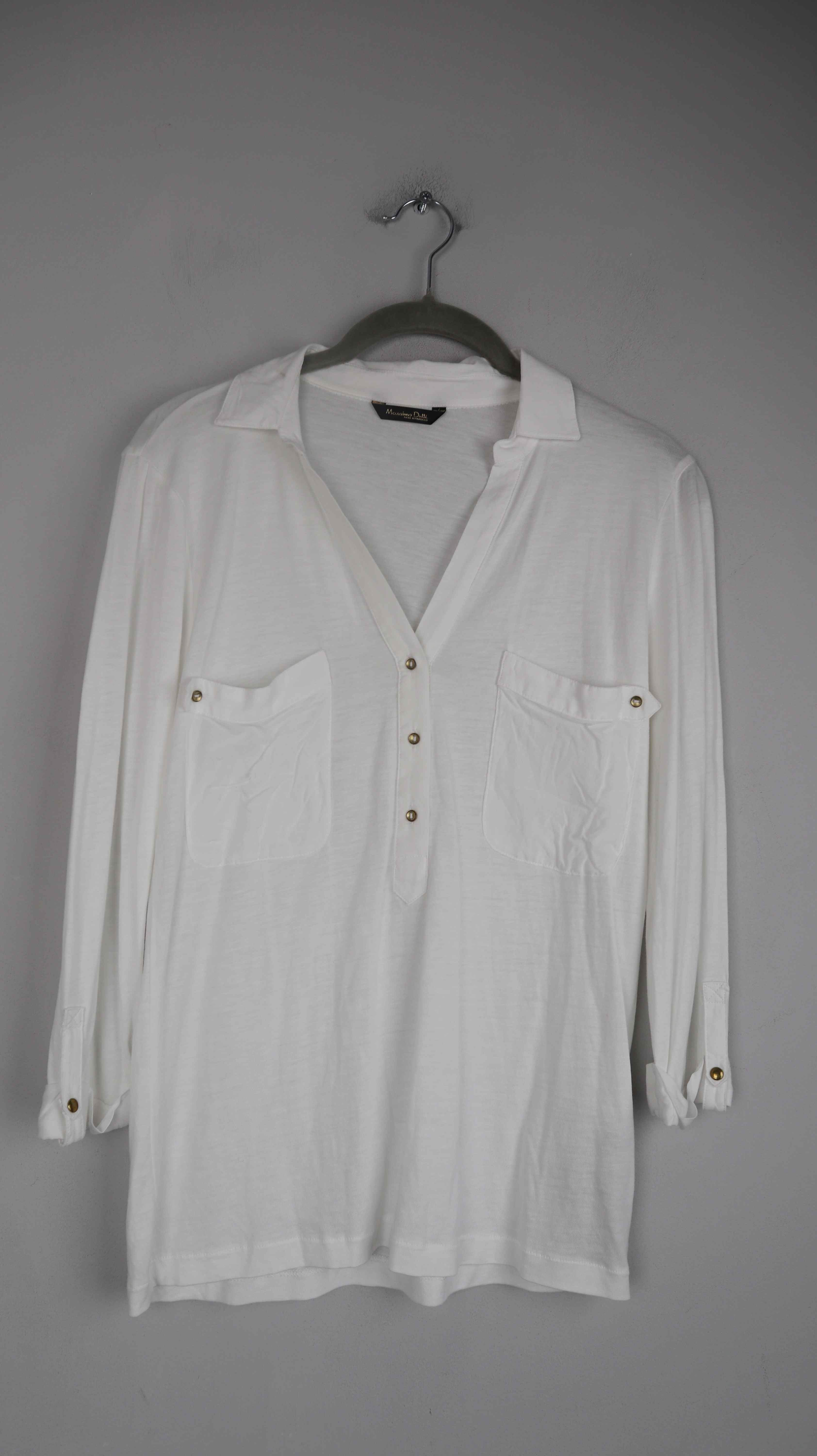 Massimo Dutti Longsleeve weiß basic einfarbig 36 S
