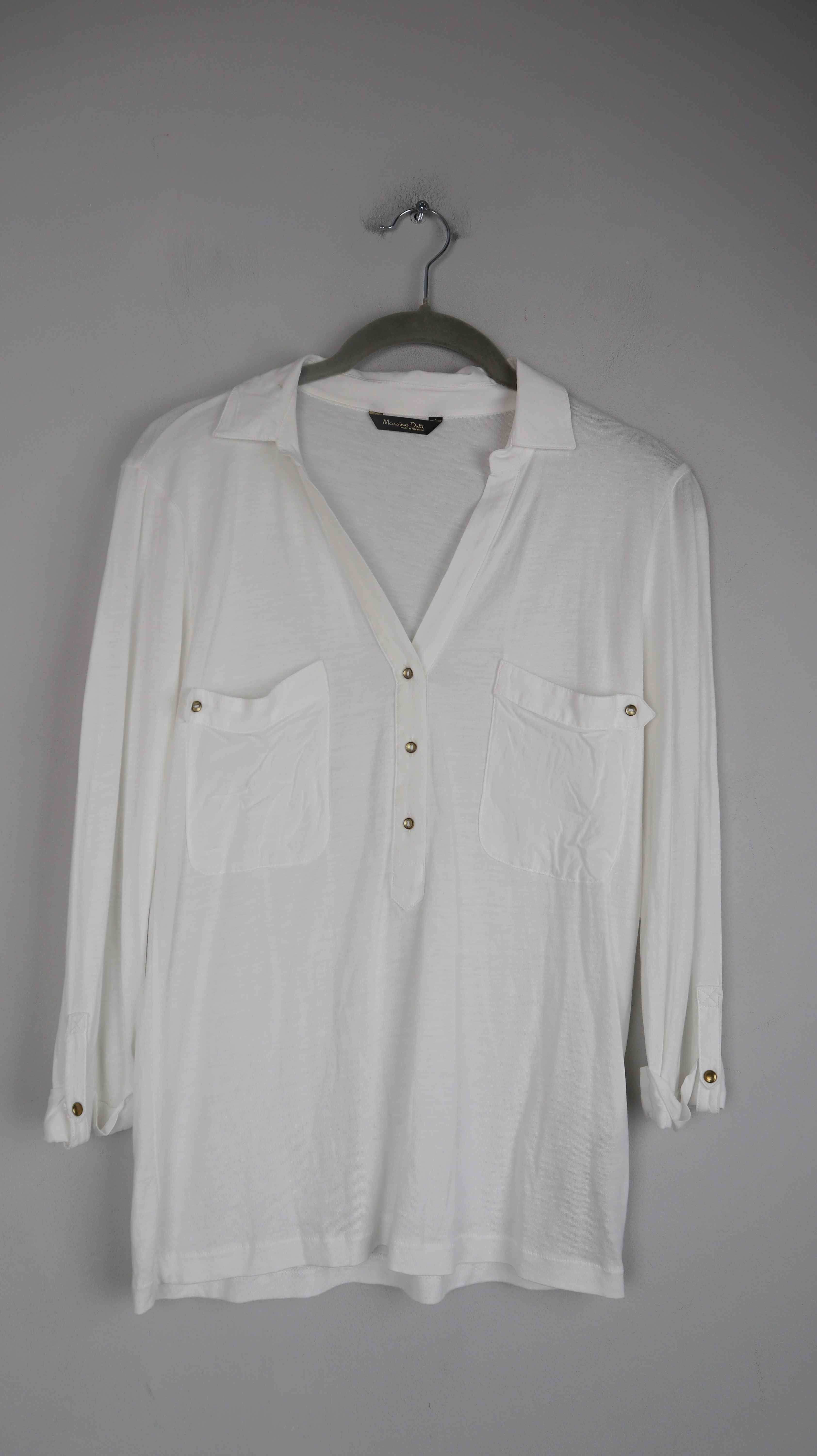 Massimo Dutti Longsleeve weiß basic einfarbig 36 S