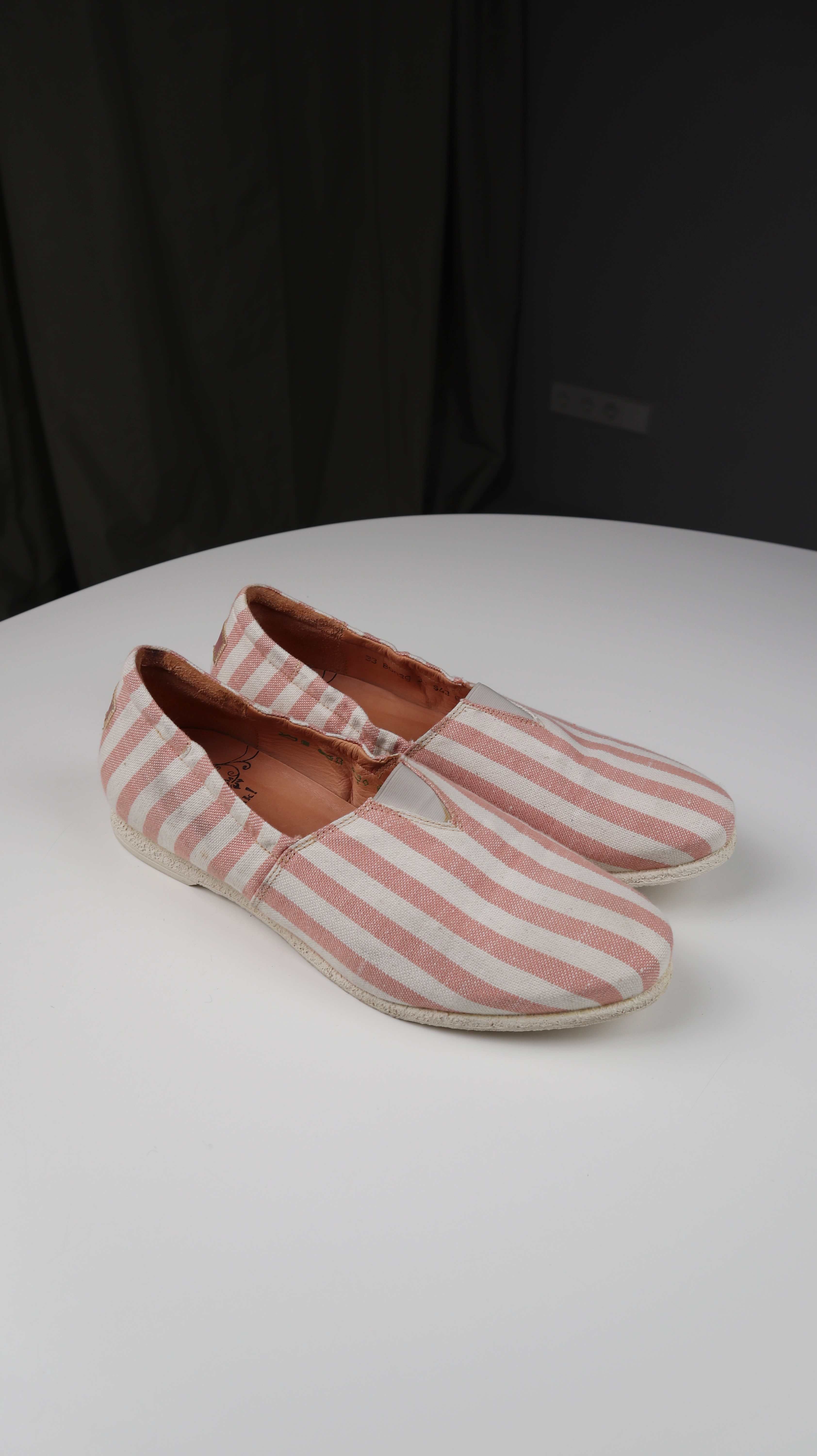 Think Deerberg Slipper Loafer 43 Rosa Weiß Espadrilles Gestreift Slipper