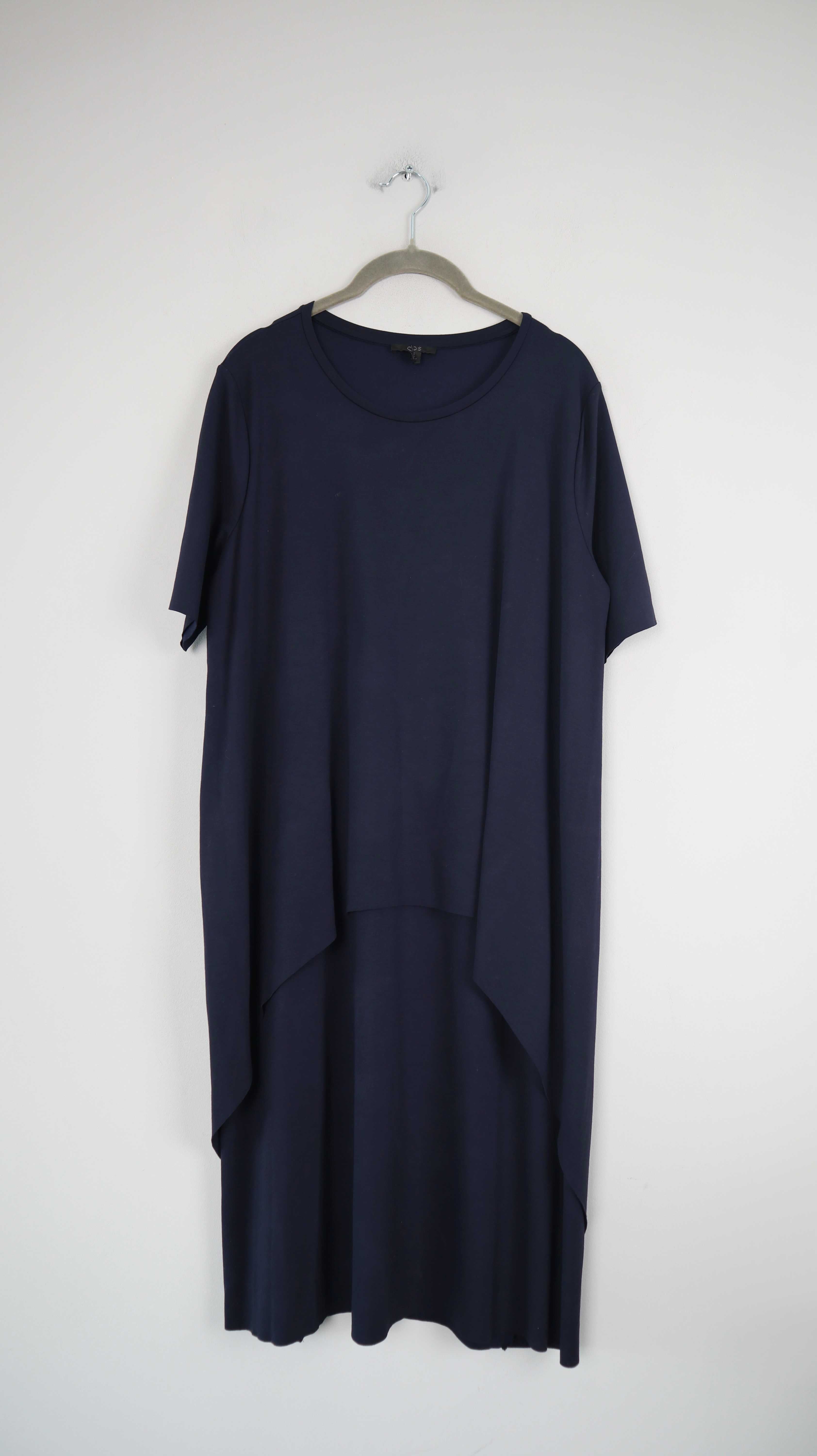 COS Kleid Blau 38 M Midi Midikleid Dunkelblau Stoffkleid