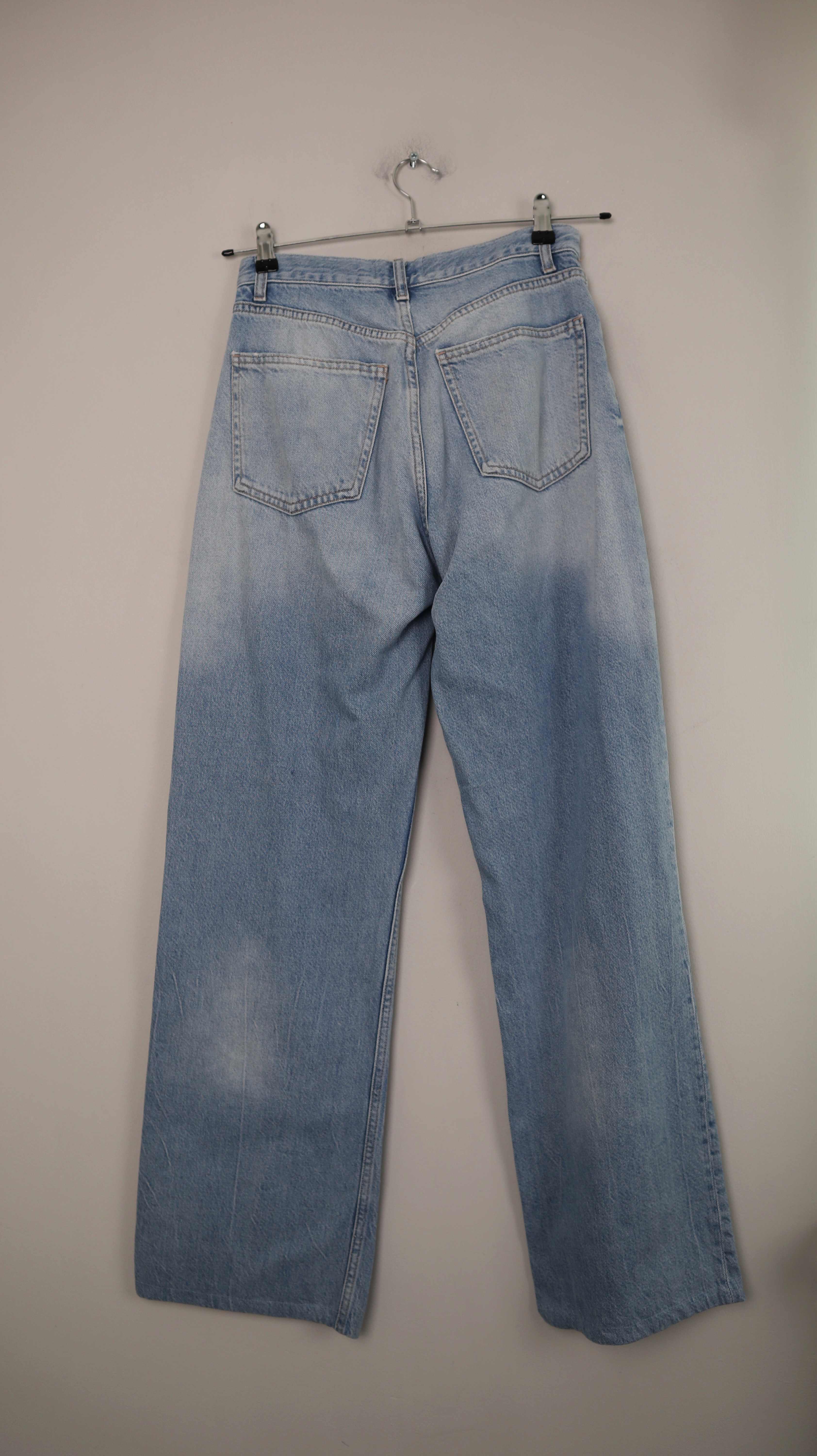 Zara Hose Jeans 36 S denim blau washed flared ausgestellt high waist