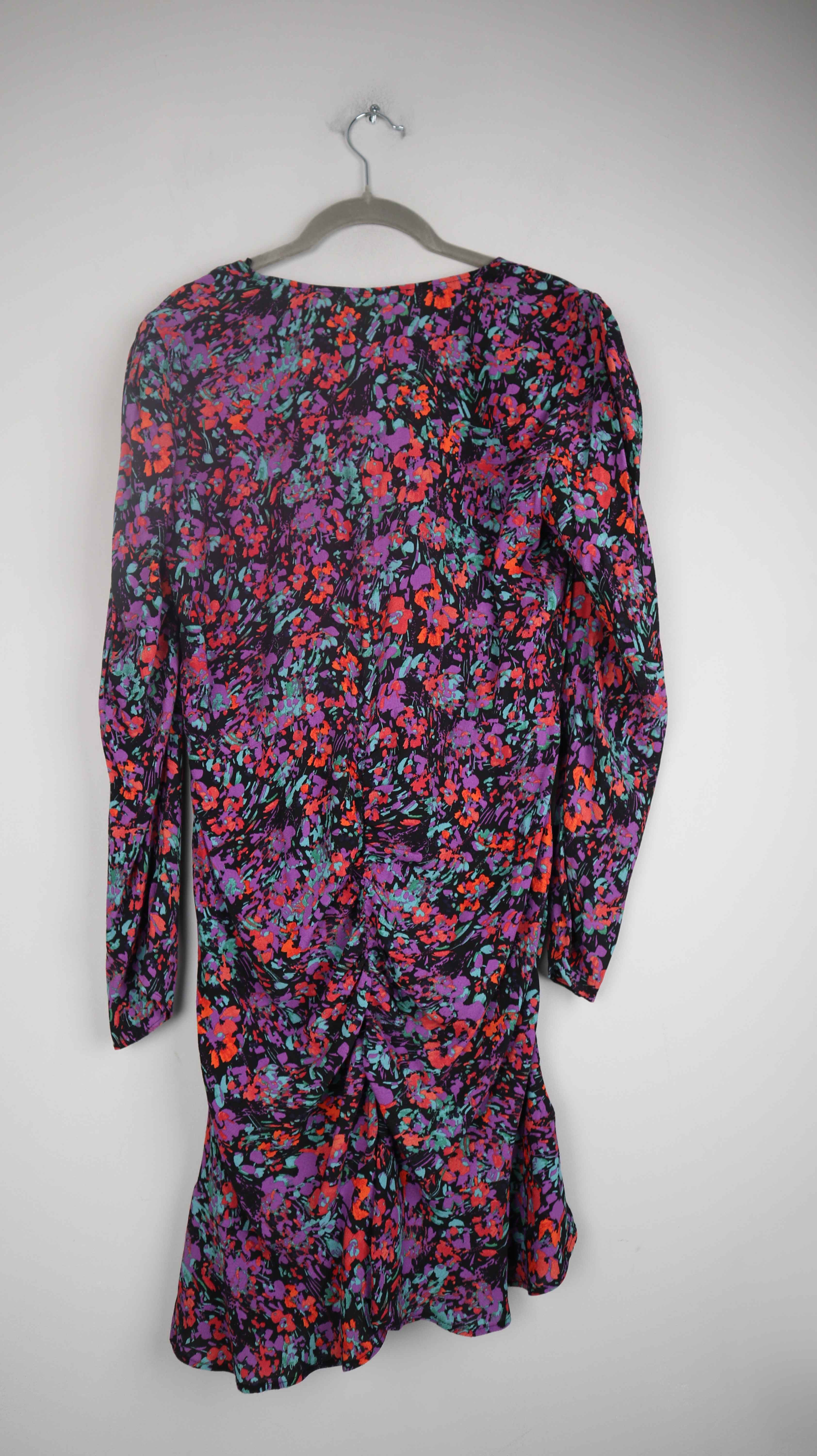 Zara Kleid 38 M Lila rot schwarz Midi Midikleid Sommerkleid geblümt