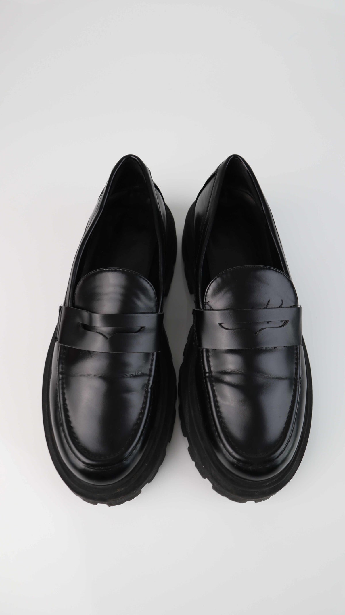 H&M Mokassins Loafer schwarz 41 Chunky Lederschuhe flach