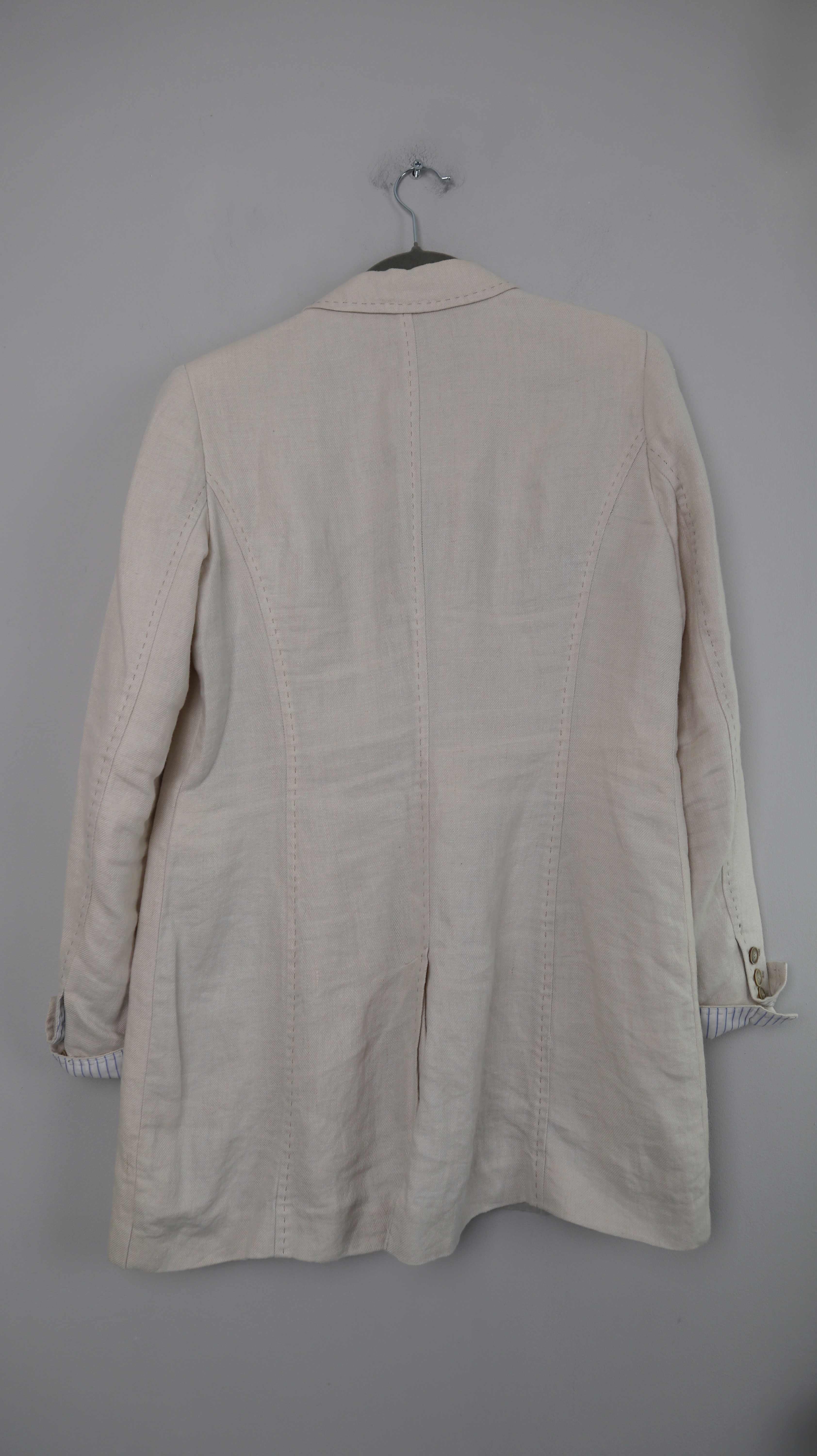 White Label Blazer lang Leinenblazer Creme 38 M Jacke long Leinen