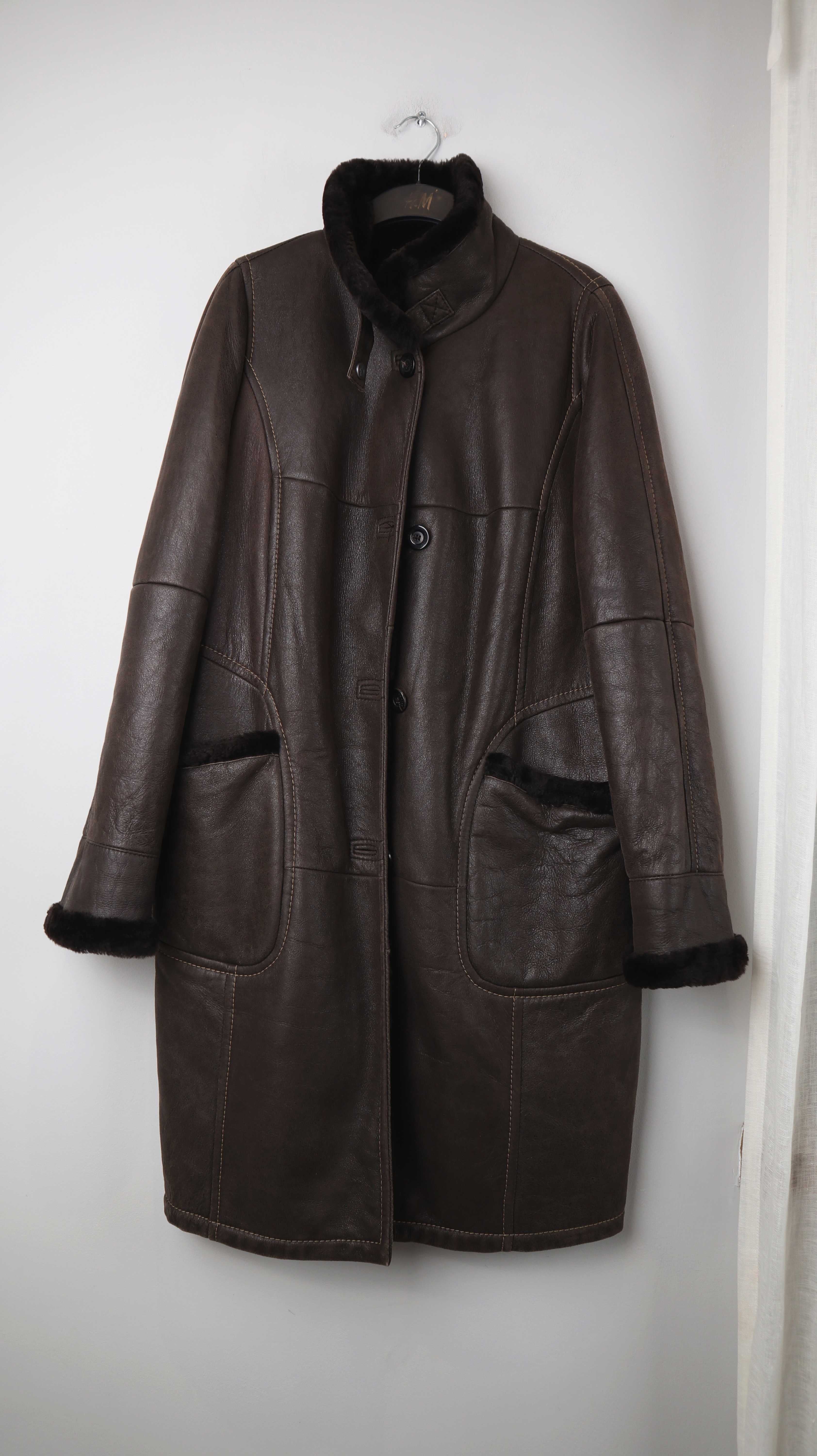 Werner Christ Mantel Lammfellmantel braun 38 M 42 Ledermantel